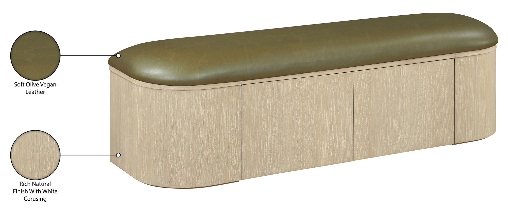 Velden - Upholstered Storage Bench With Stained Natural Base