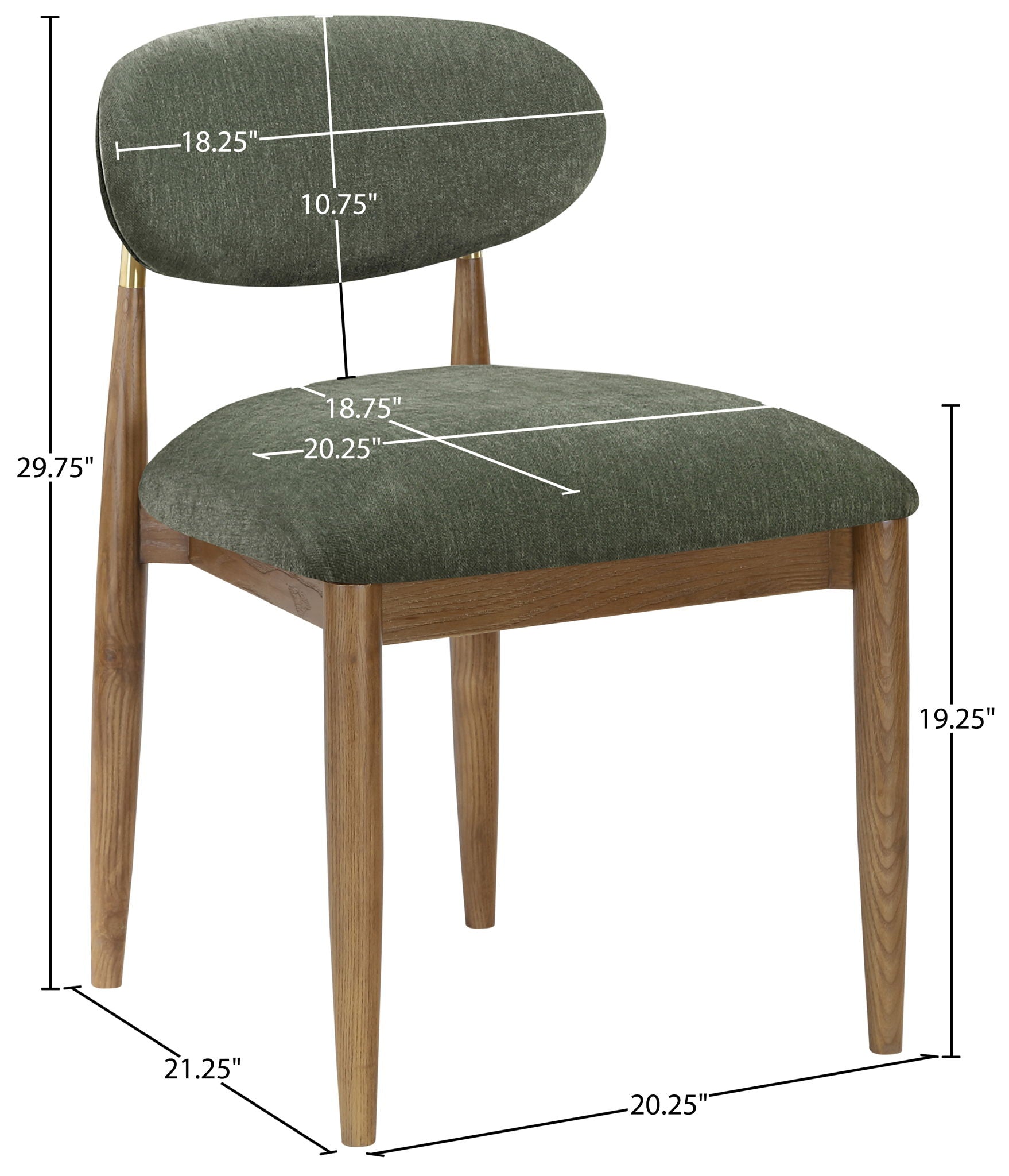 Riccio - Fabric Dining Side Chair (Set of 2) - Walnut Frame