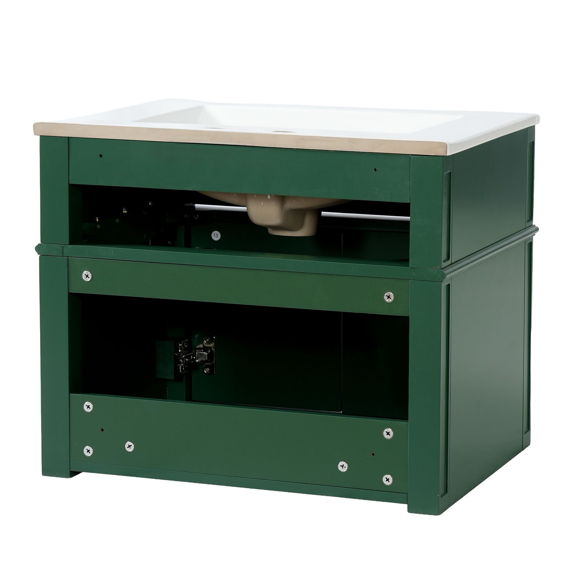 Wall Mounted Bathroom Vanity With Tip Out Drawer And Open Back Design