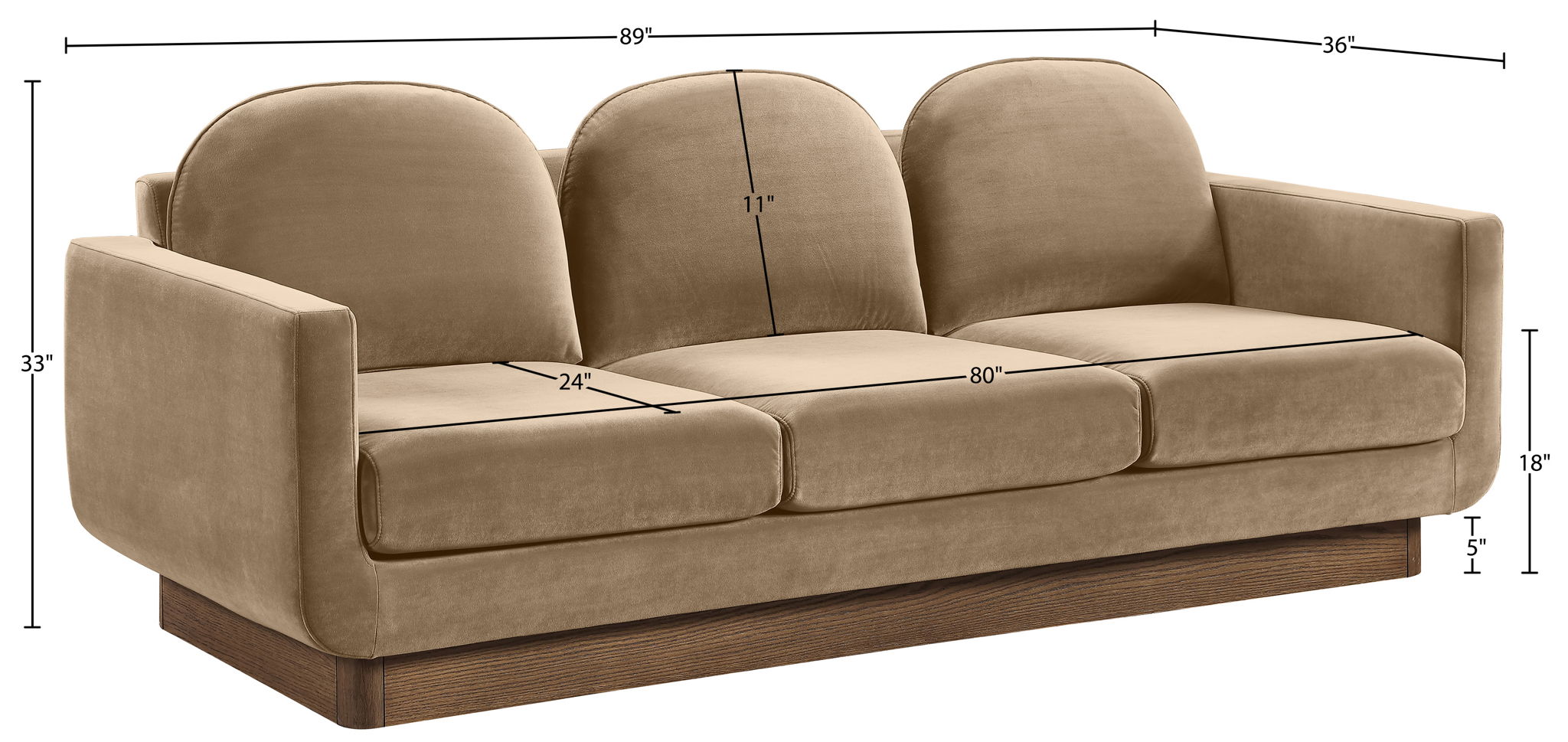 Diviento - Velvet Performance Fabric Upholstered Sofa