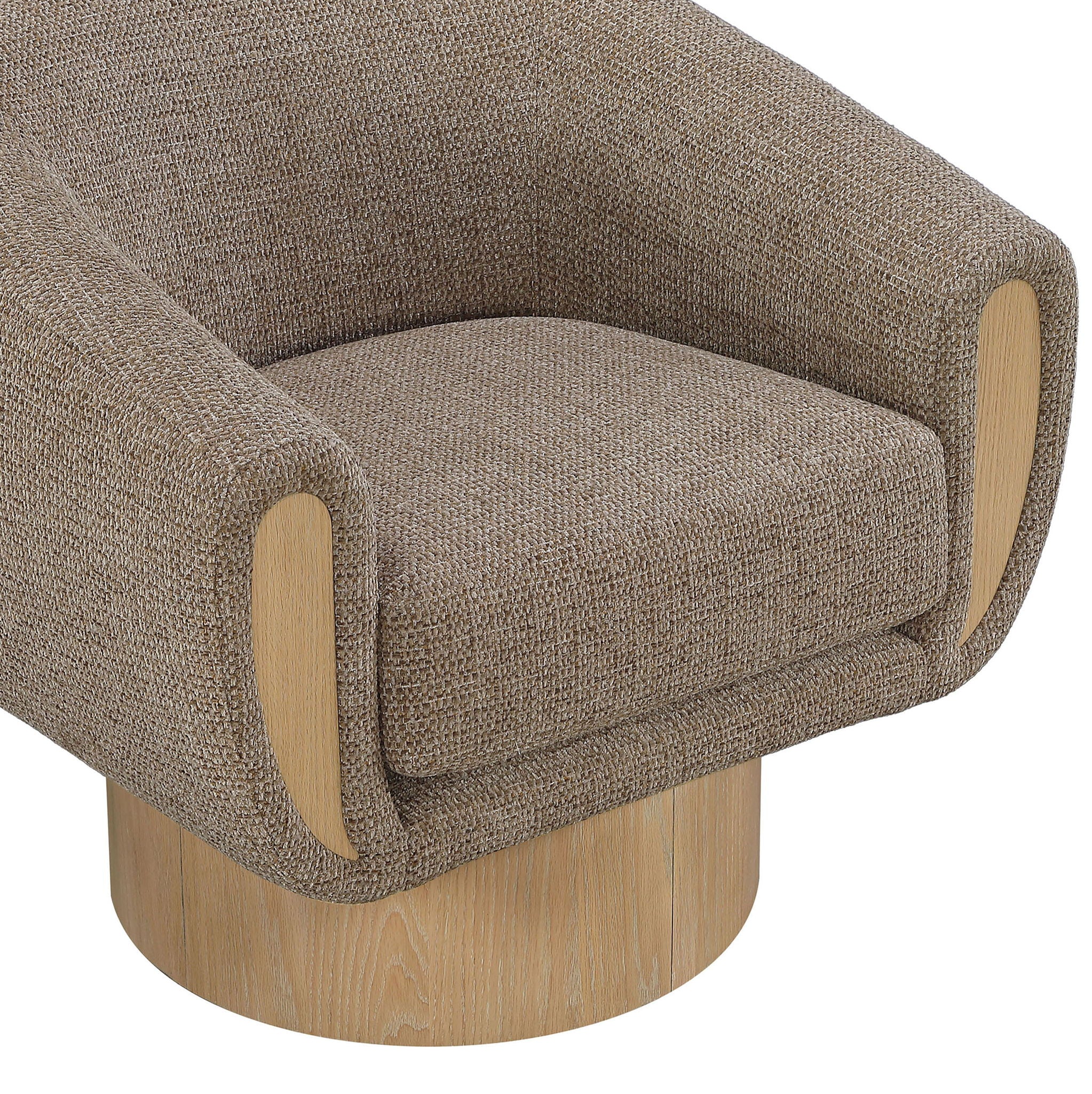 Avella - Interwoven Fabric Swivel Accent Chair - Light Brown Base
