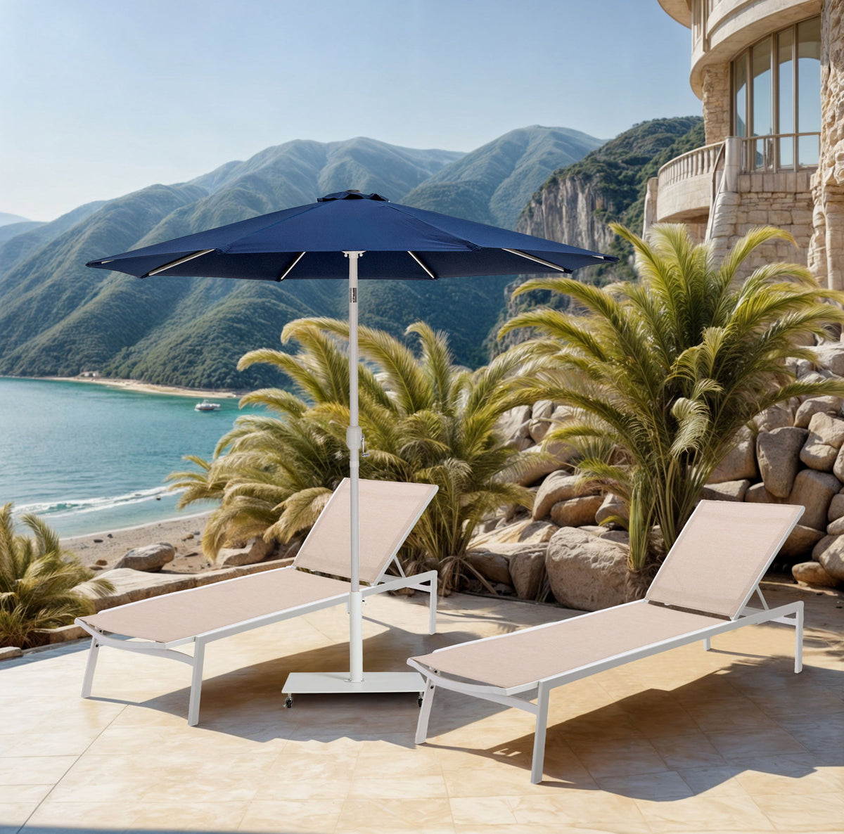 Fiji - Aluminum Patio Umbrella With Square White Base