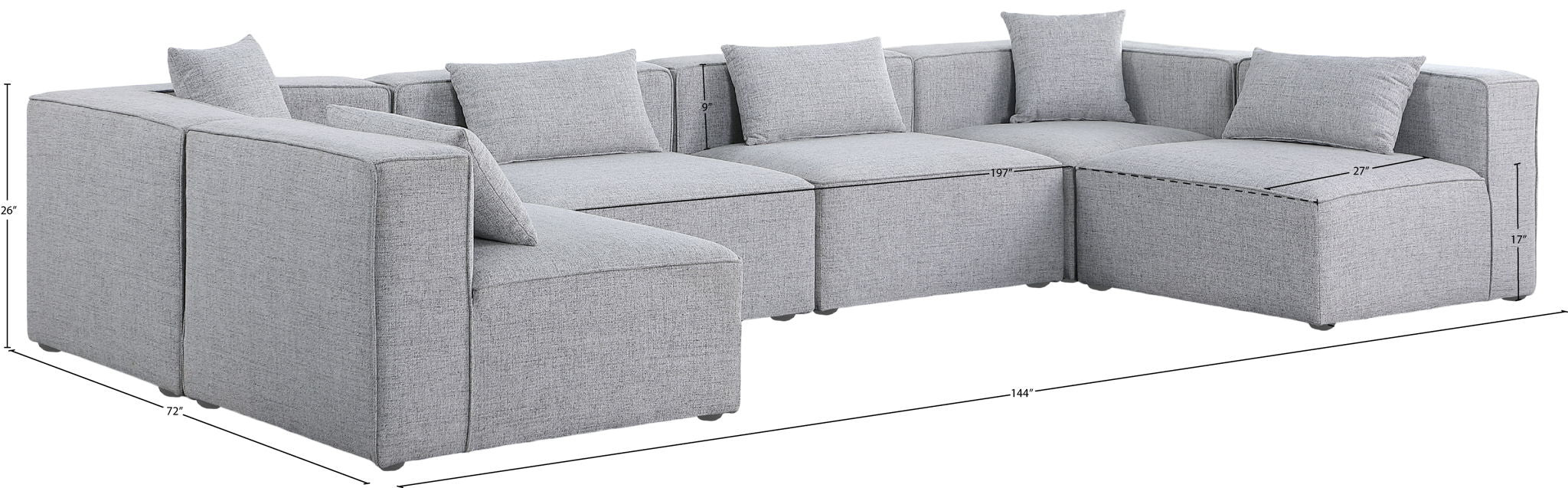 Cube - Linen 6 Piece Modular Armless Sectional