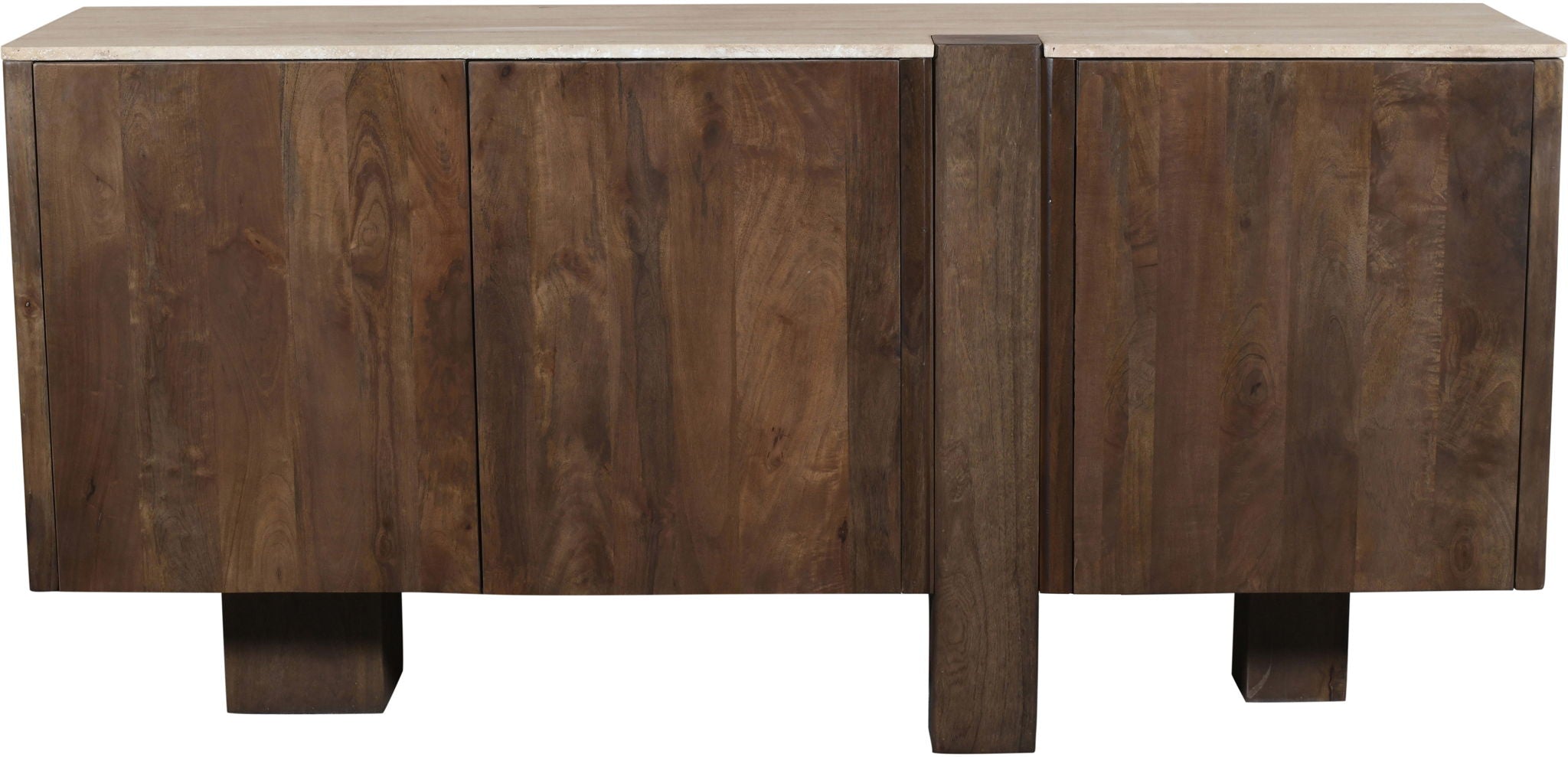 Pietra - Travertine And Mango Wood Sideboard / Buffet - Brown / Beige