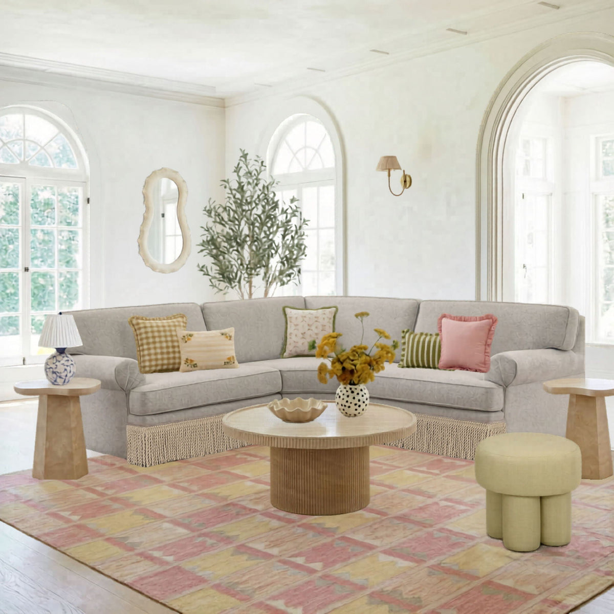 Yvette Warm Gray Boucle Sectional