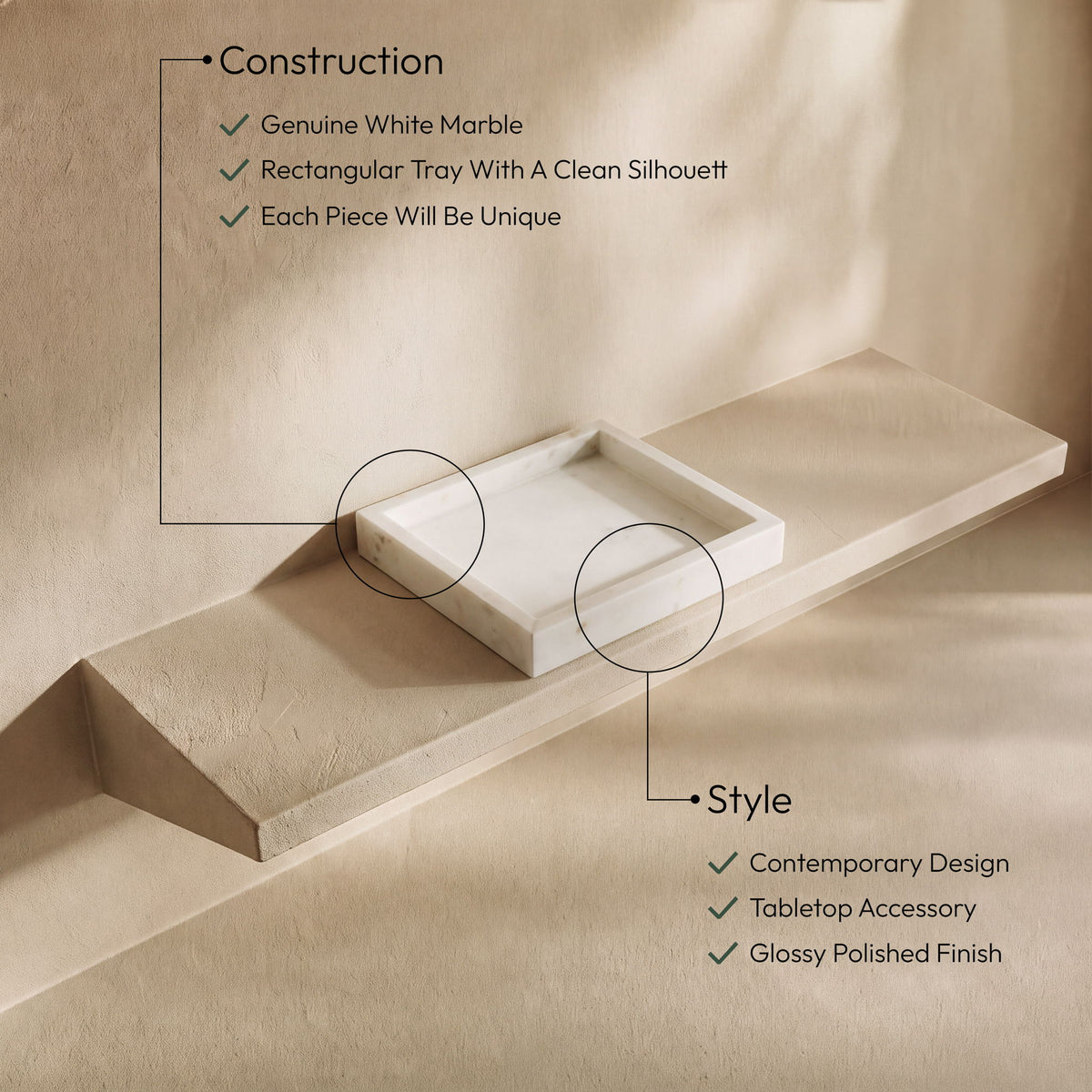 Michael - Genuine Marble Tray