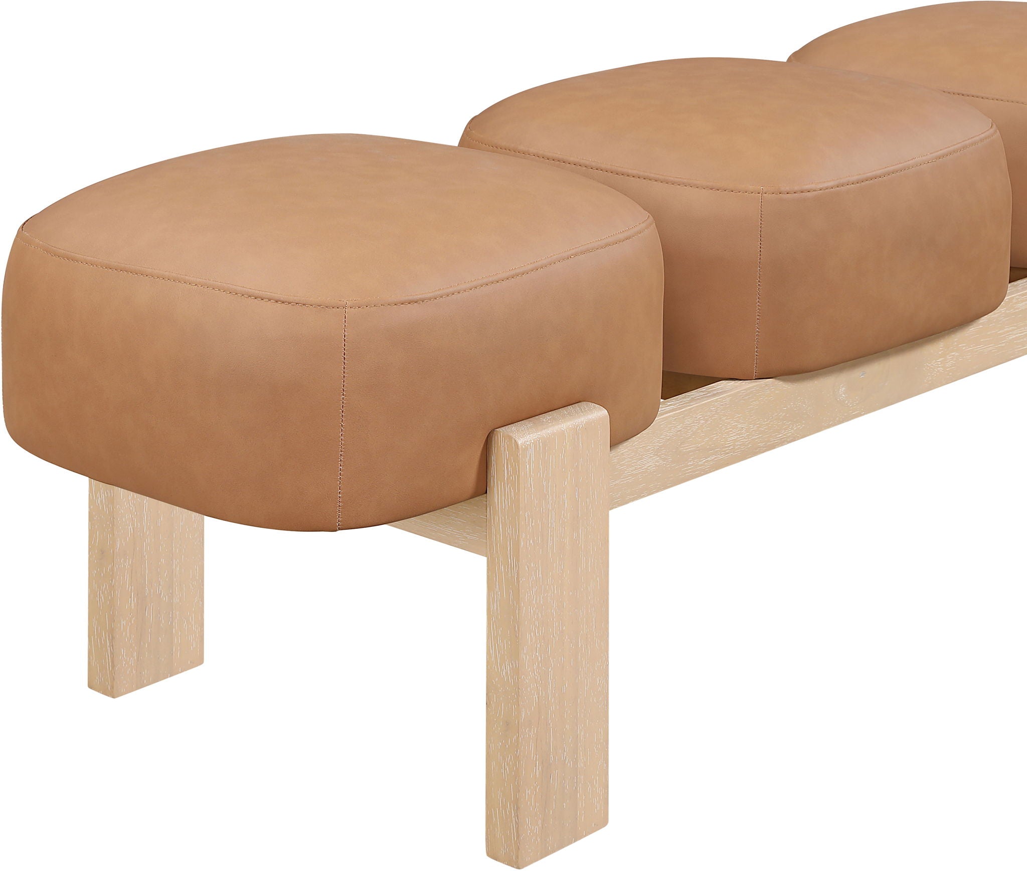 Woodcrest - Vegan Leather Upholstered Bench - Painted Natural Base