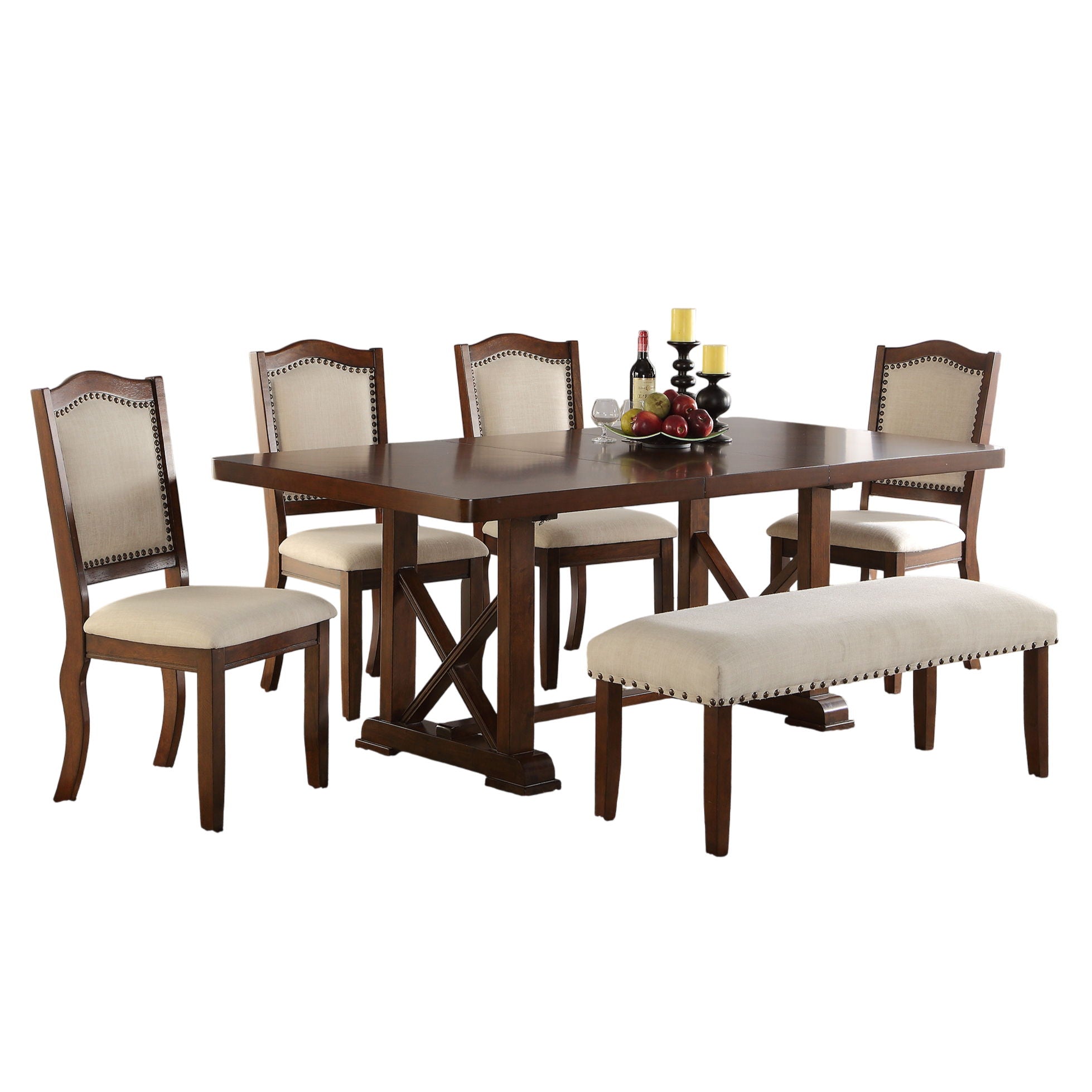 Dining Table With Leaf And Unique X Design Base - Cherry