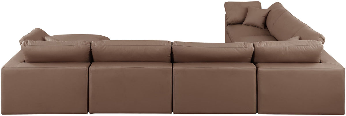 Comfy - 7 Piece Faux Leather Modular Sectional With Chaise