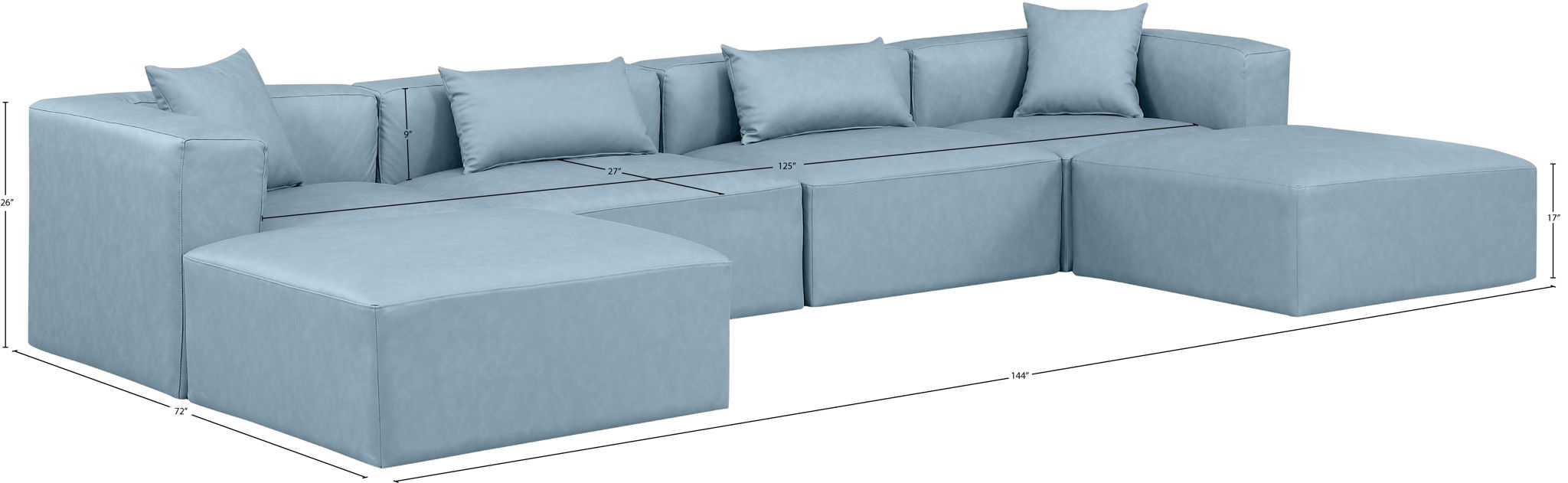 Cube - 6 Piece Modular Double Chaise Sectional