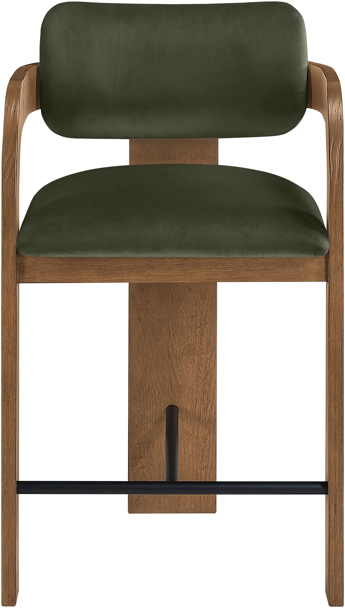 Cedra - Velvet Performance Fabric Upholstered Counter Stool - Brown Frame