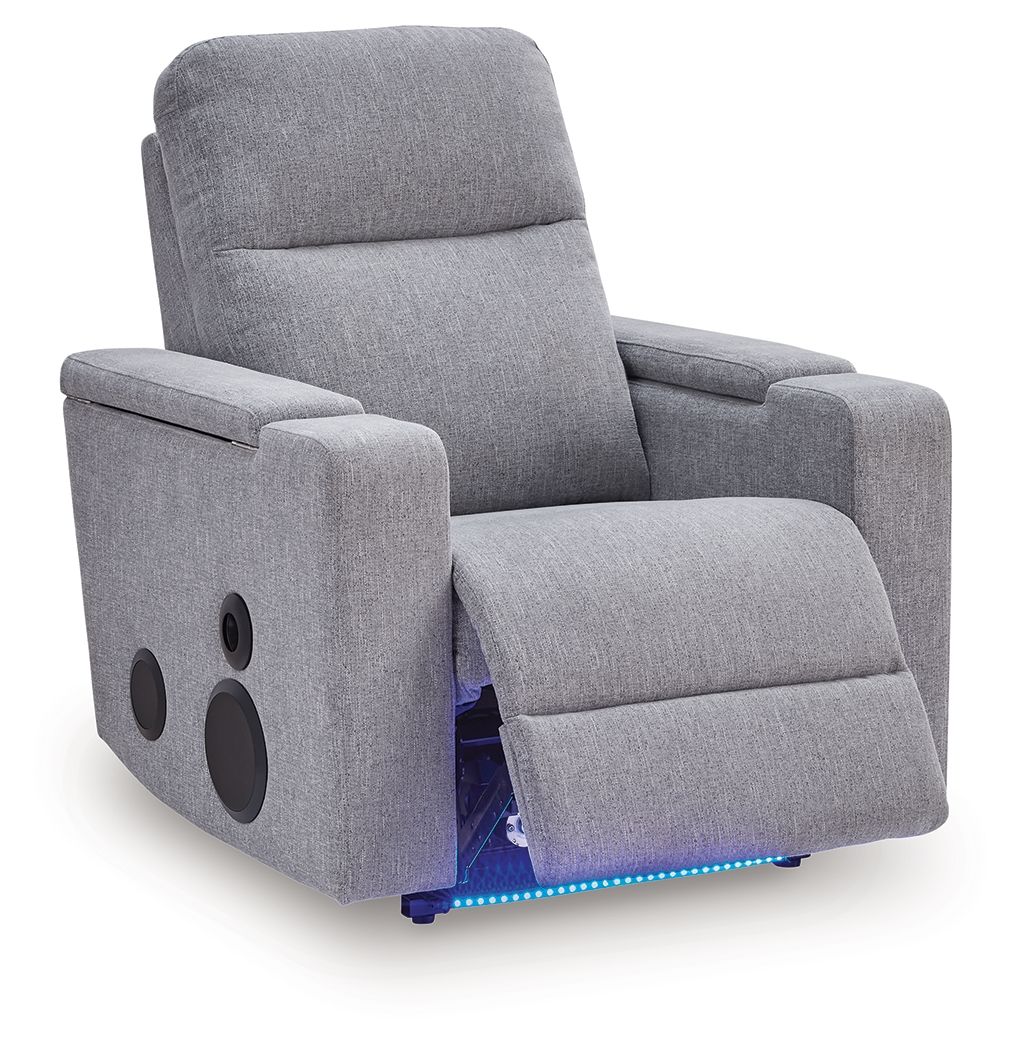 Pineland - Glider Power Recliner With Audio System - Pewter