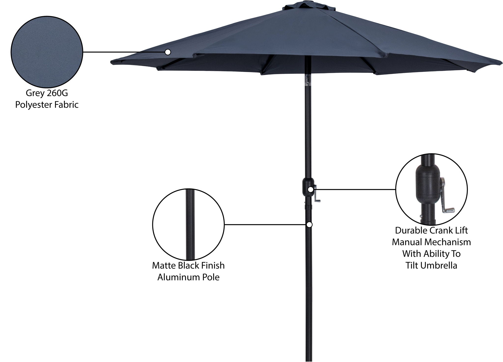 Fiji - Patio Umbrella With Black Pole