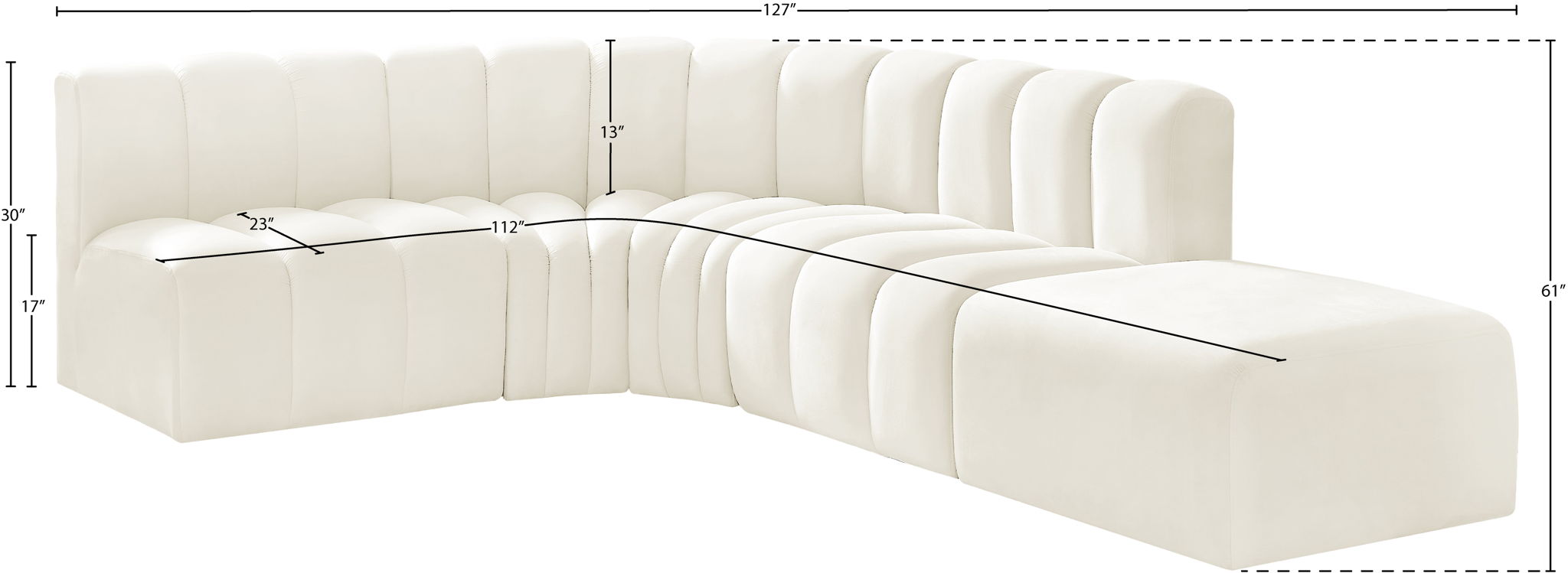 Arc - Velvet 5 Piece Corner Modular Sofa