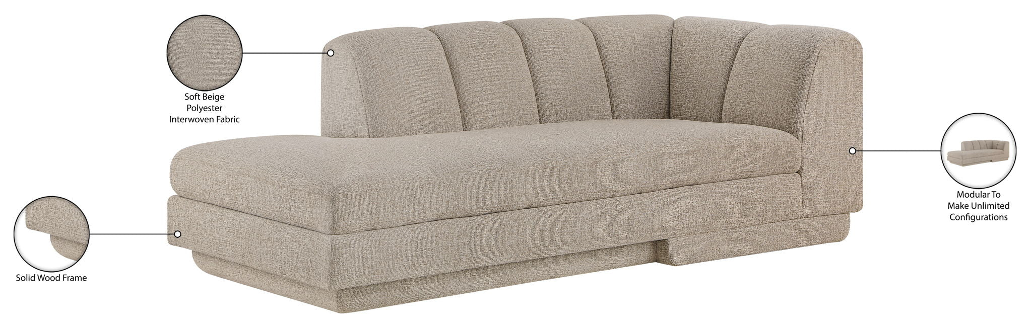 Modari - Fabric Upholstered Chaise