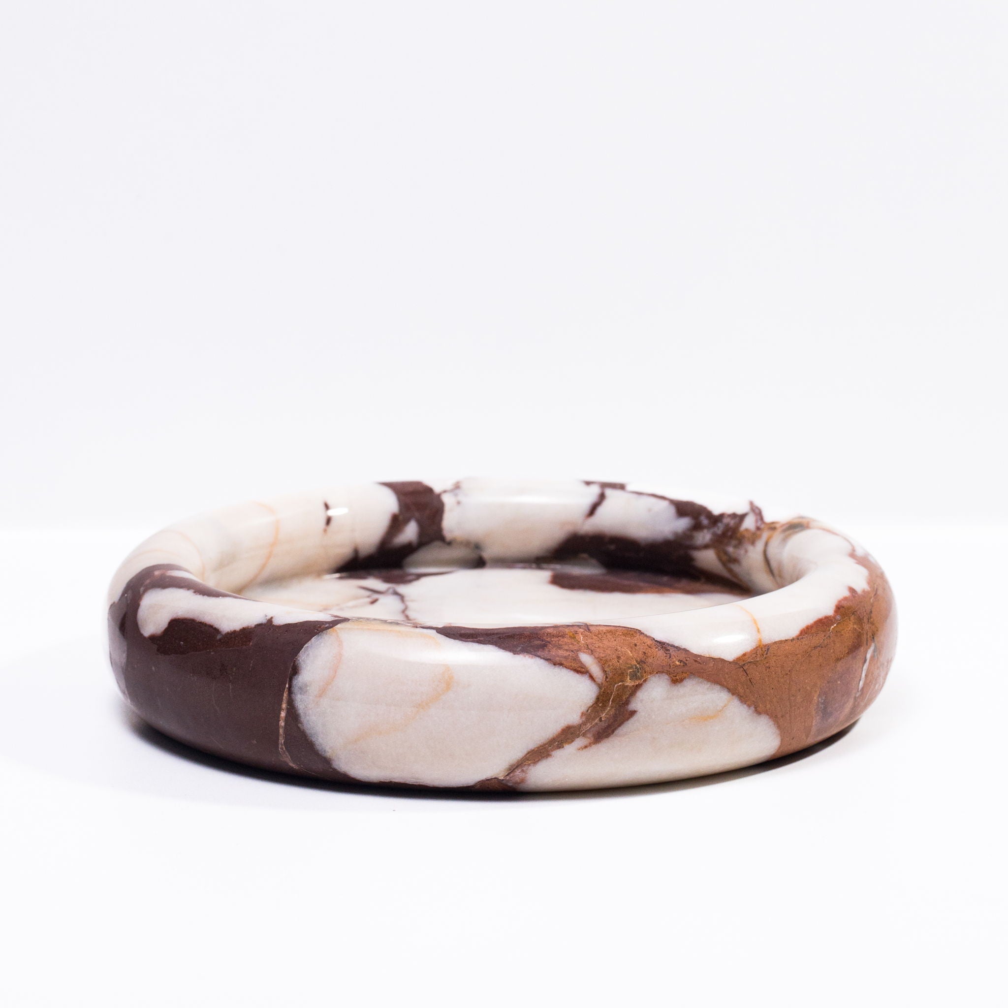 Marble Round Edged Catch-All - Breccia / White / Brown