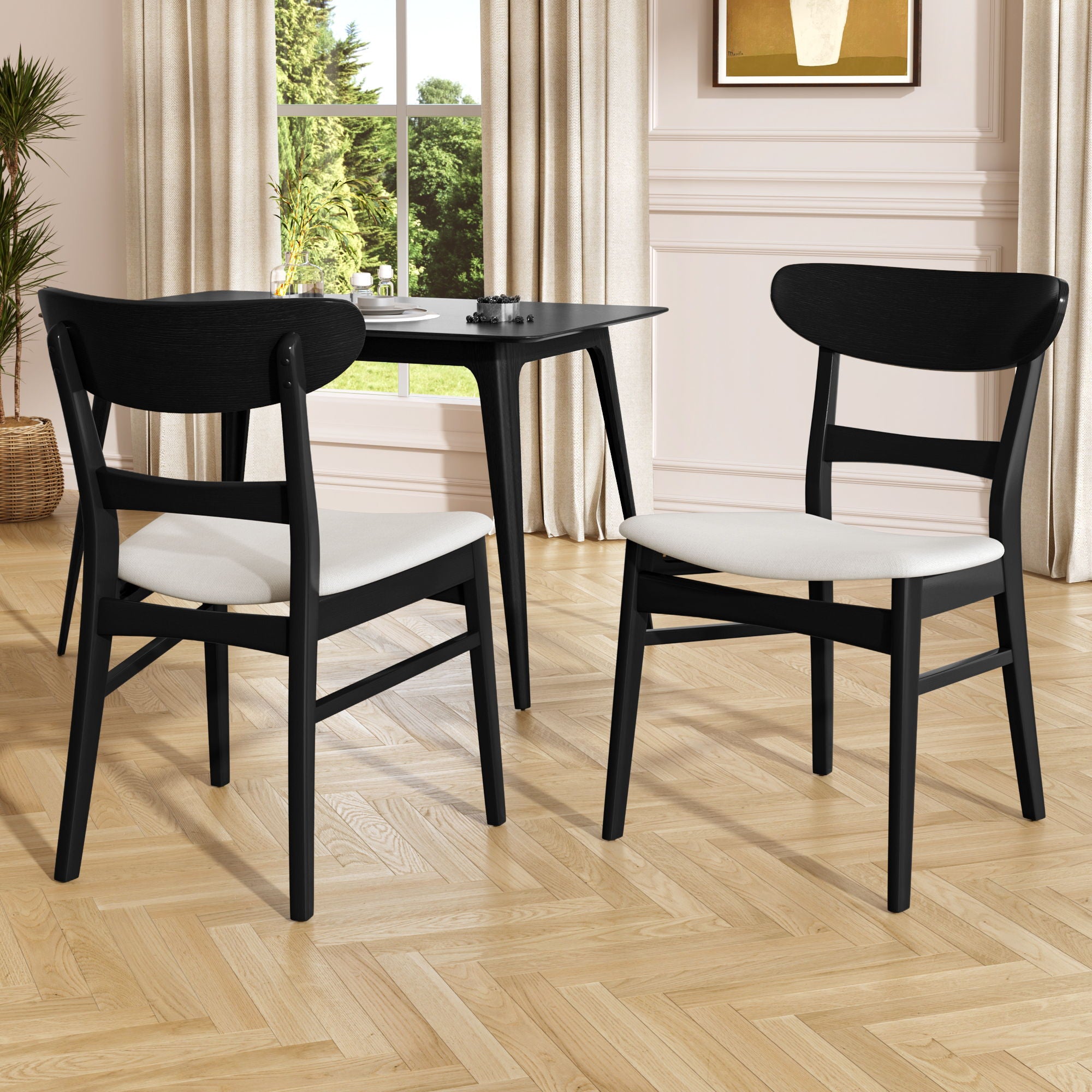 Modern Dining Chairs With Cushioned Seat (Set of 2)
