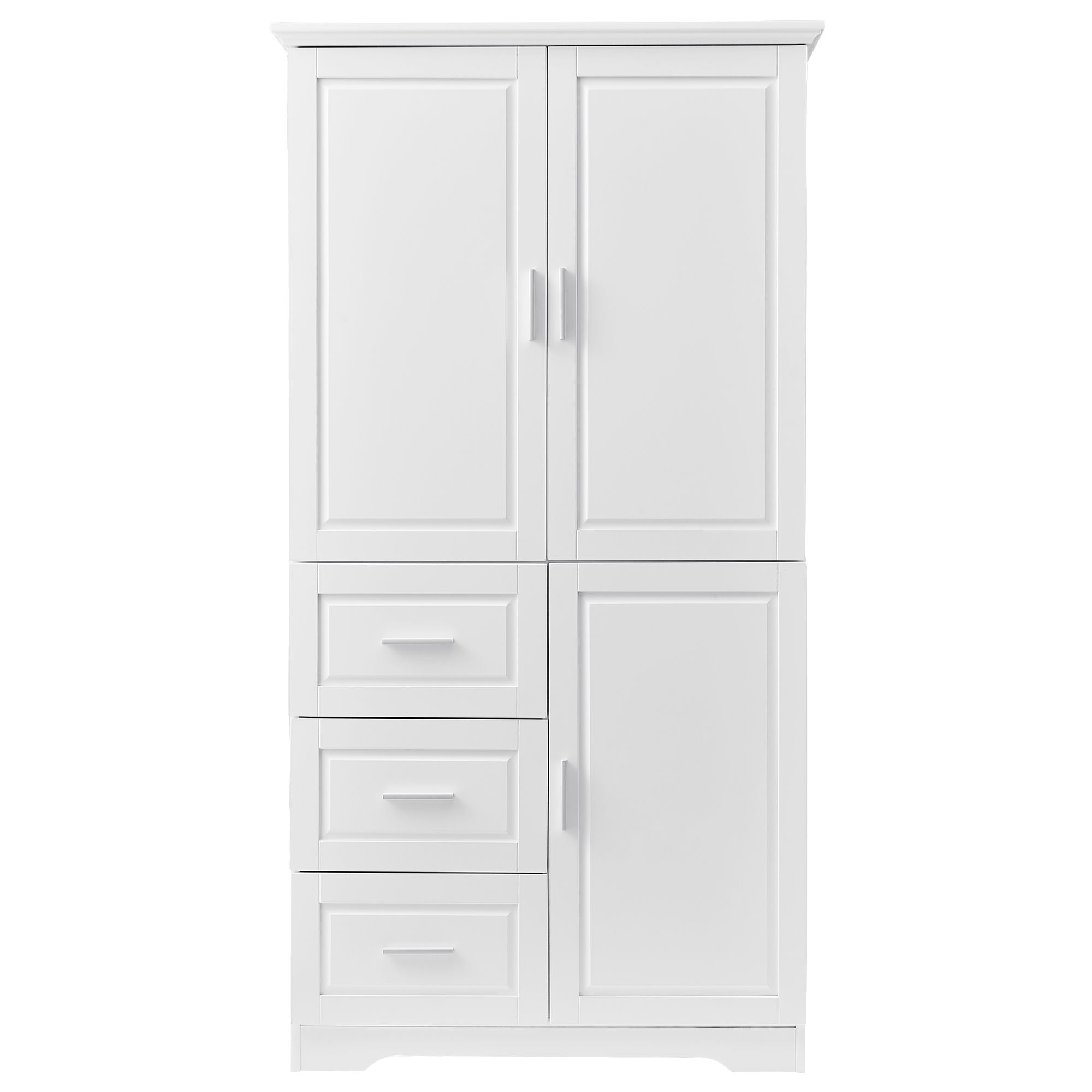 Tall And Wide Storage Cabinet With Doors, 3 Drawers