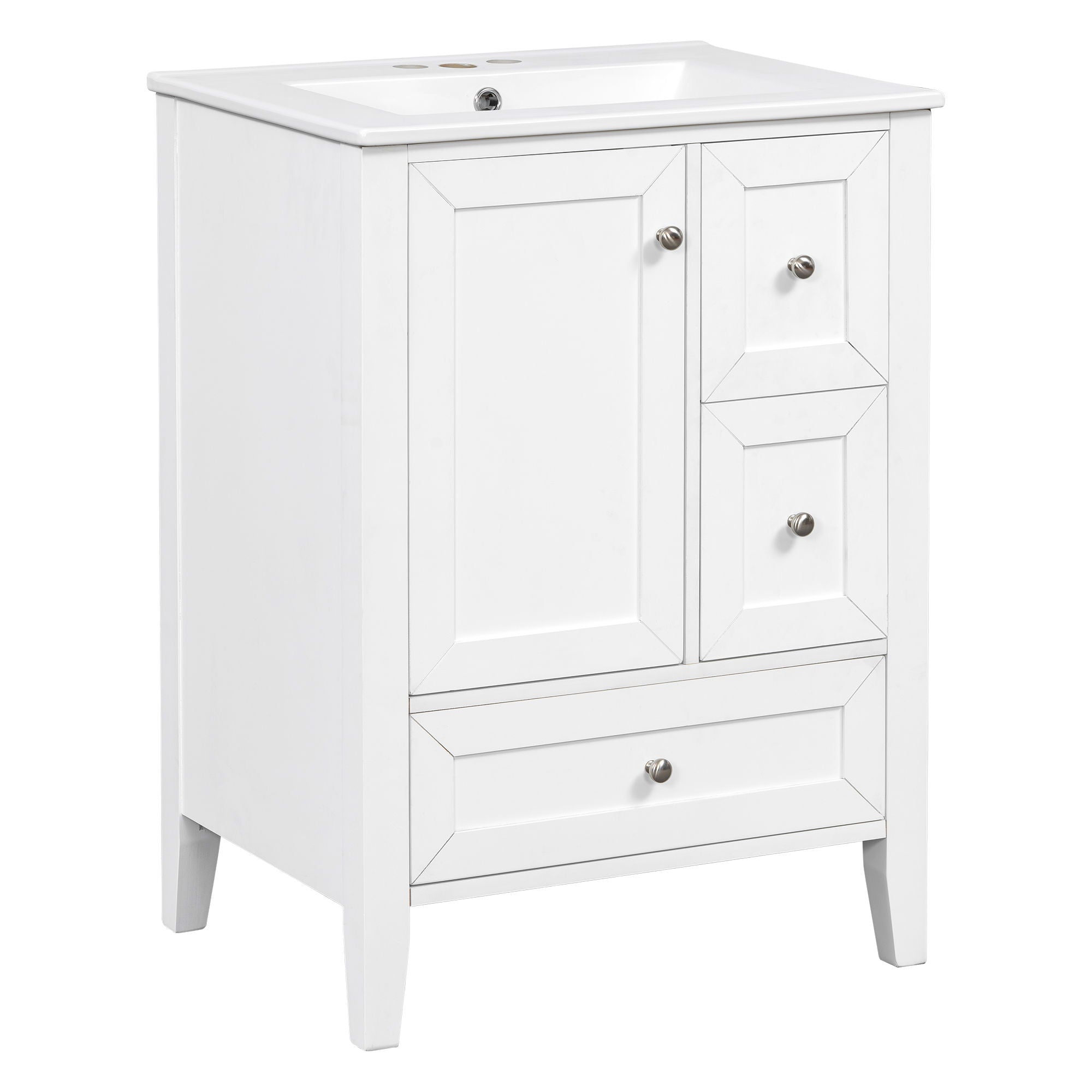 Modern Bathroom Vanity With Sink, Freestanding Cabinet With Drawers And Shelves