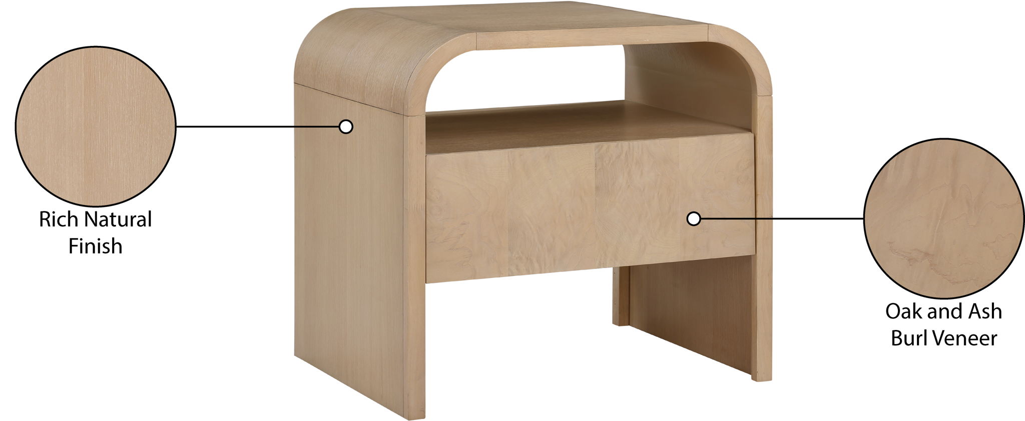Giada - Solid Wood And Veneer Nightstand