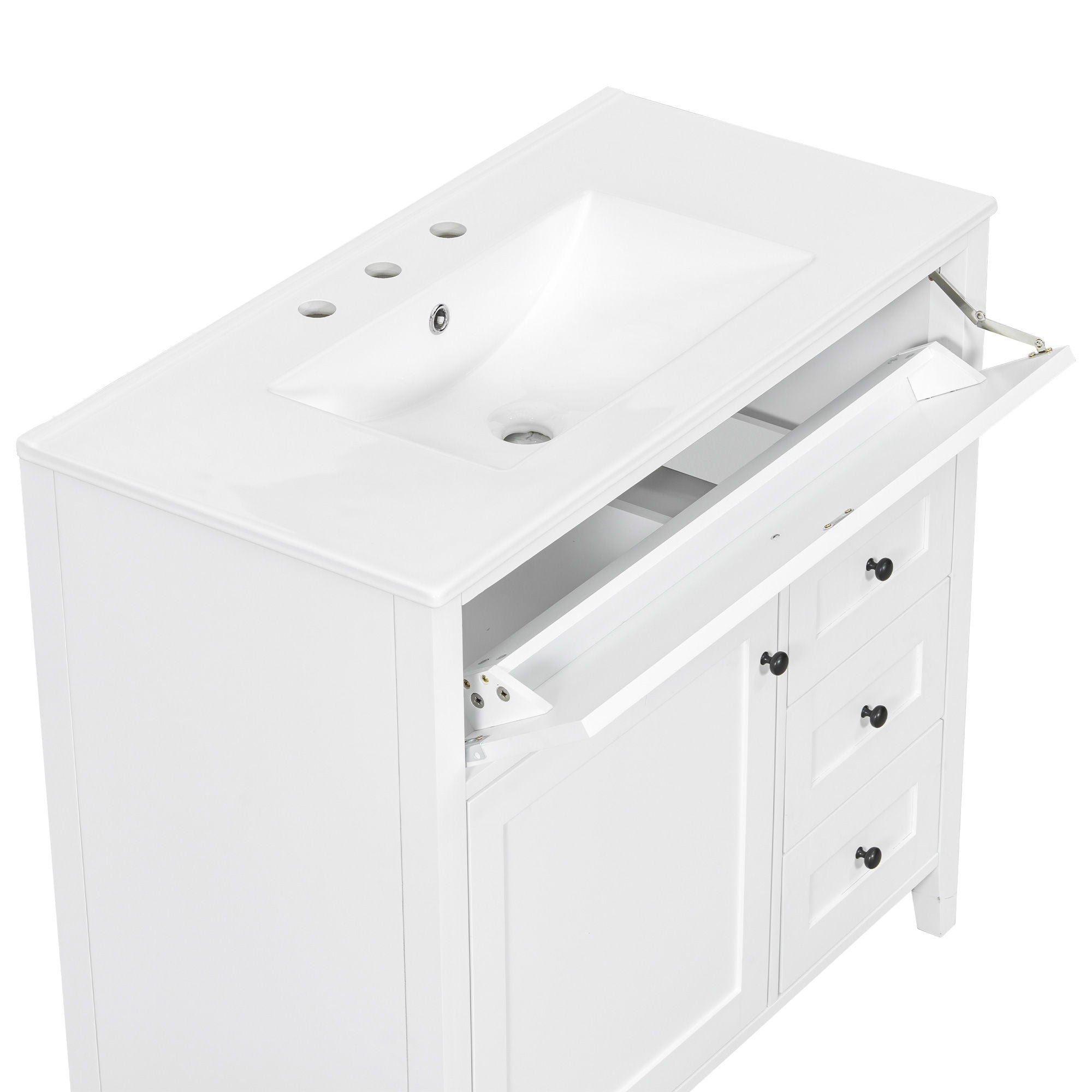 Bathroom Vanity With Sink, Cabinet With 3 Drawers And Adjustable Shelf