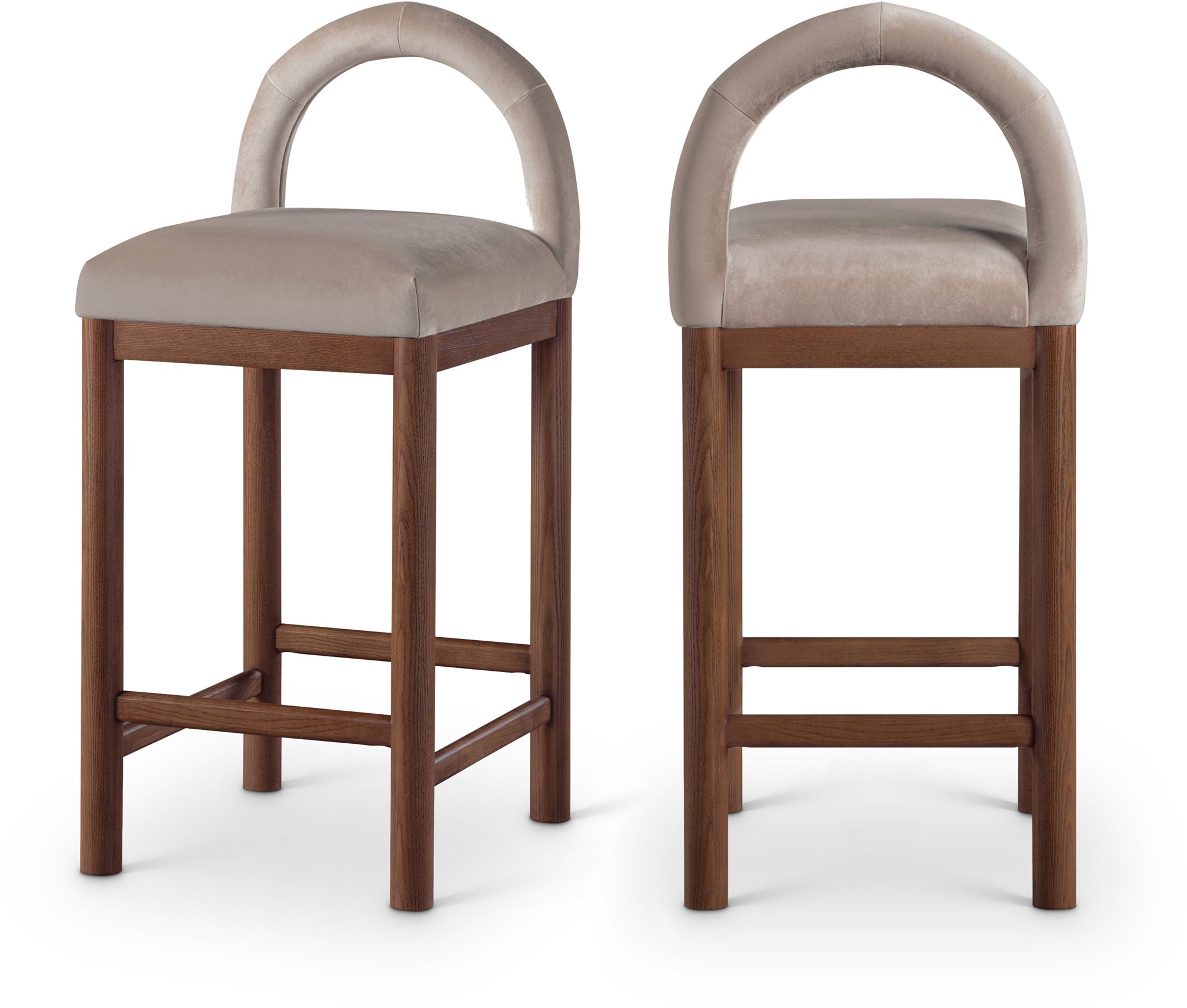 Conrad - Velvet Counter Stool With Brown Legs