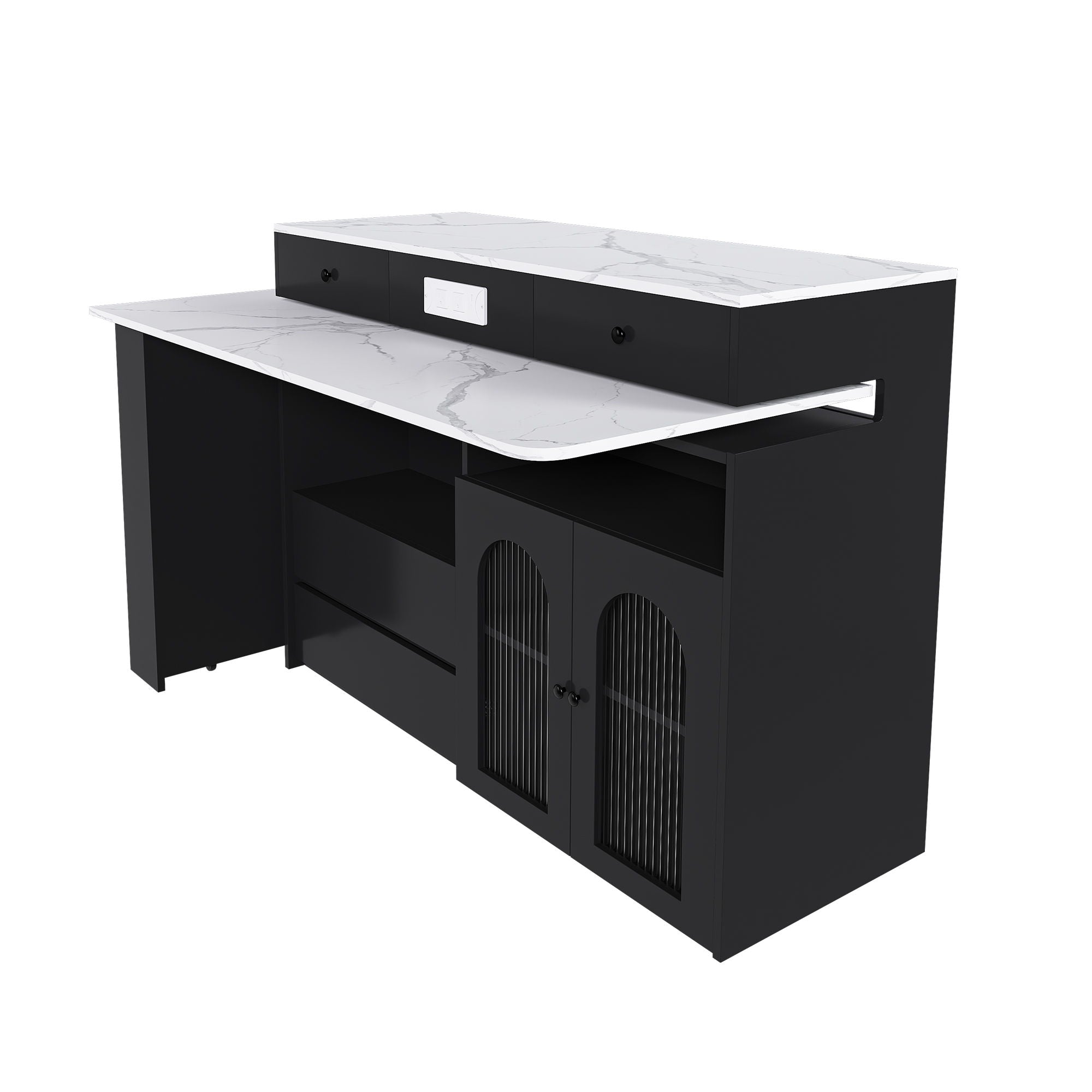 Kitchen Island With Extendable & Rotating Table