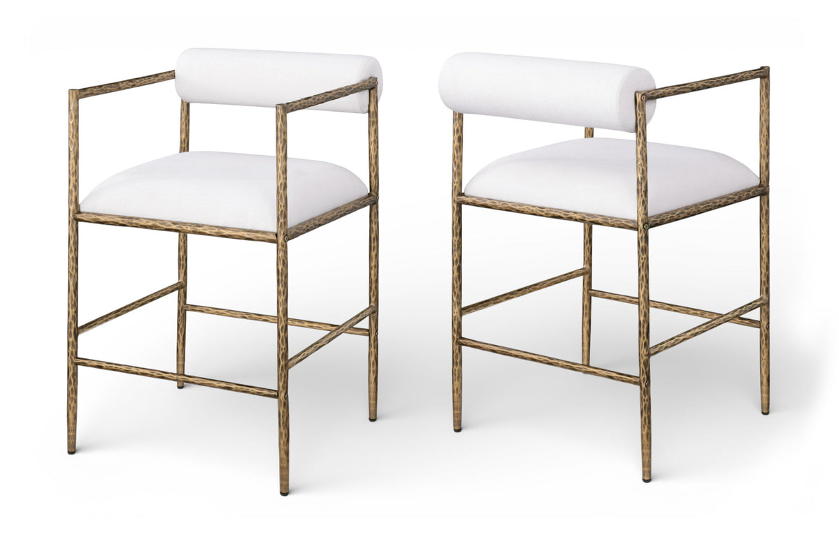 Axis - Linen Textured Cream Fabric Upholstered Counter Stool (Set of 2)