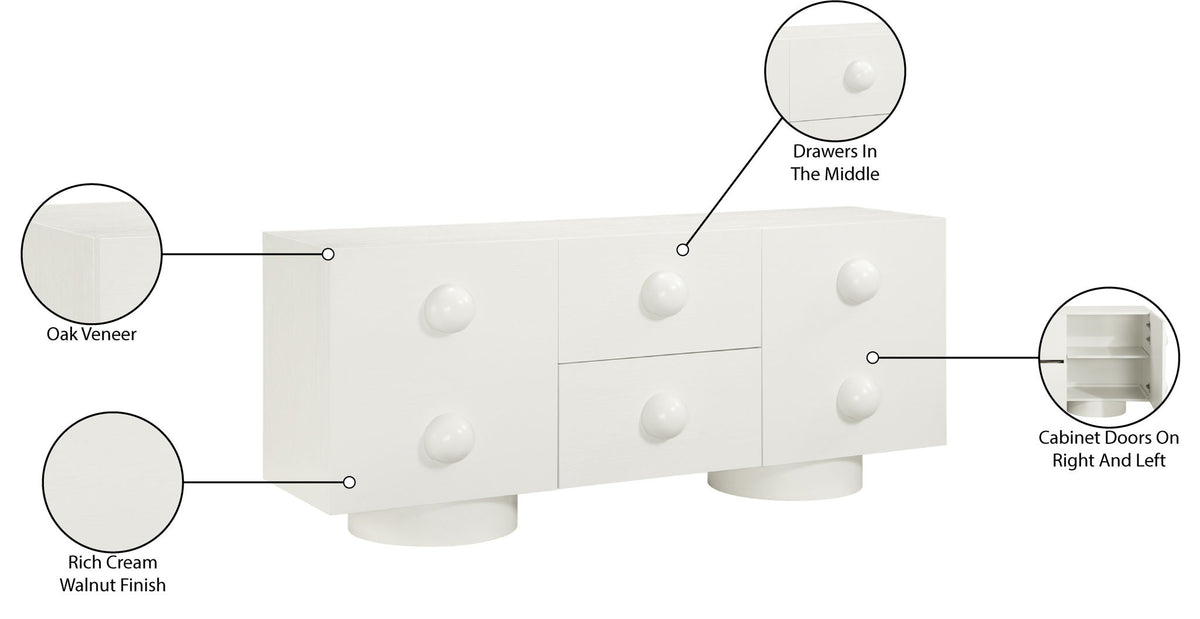 Bubble - Rubberwood with Oak Veneer Sideboard / Buffet