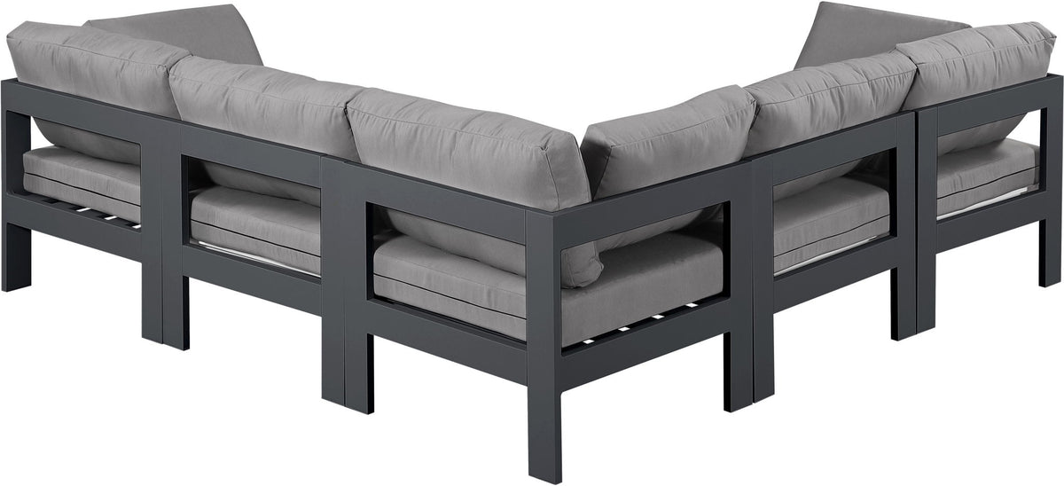 Nizuc - Outdoor Patio 5 Piece Modular Sectional With Gray Frame