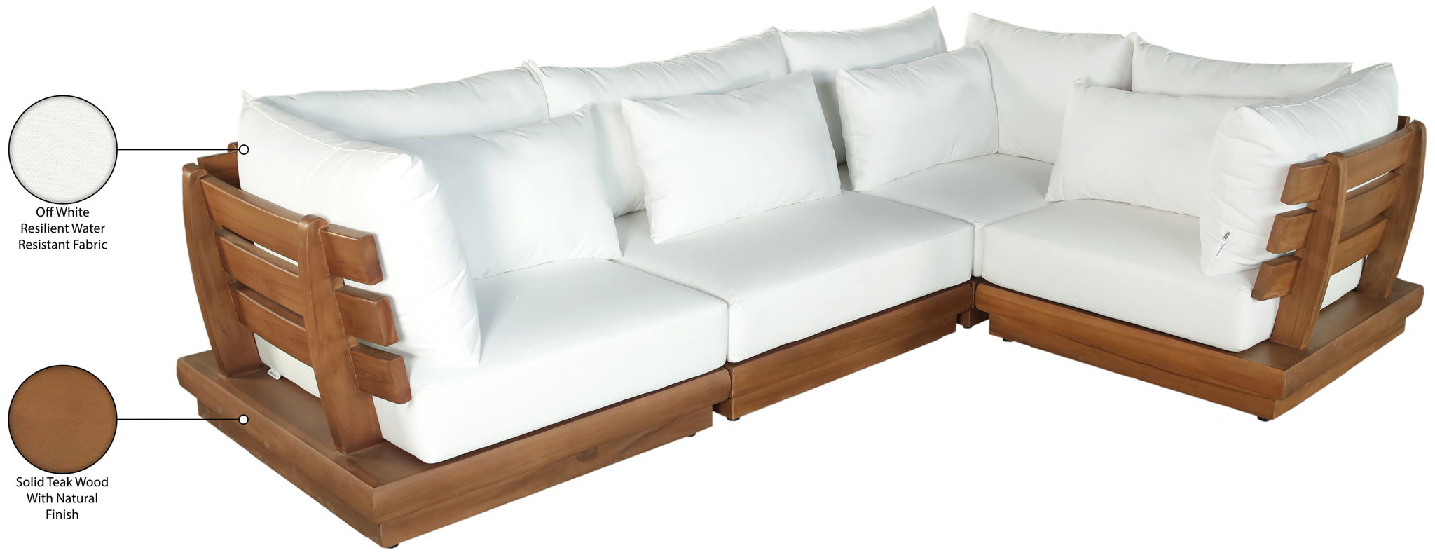 Mirella - 4 Piece Water Resistant Fabric Outdoor Patio Modular Sectional