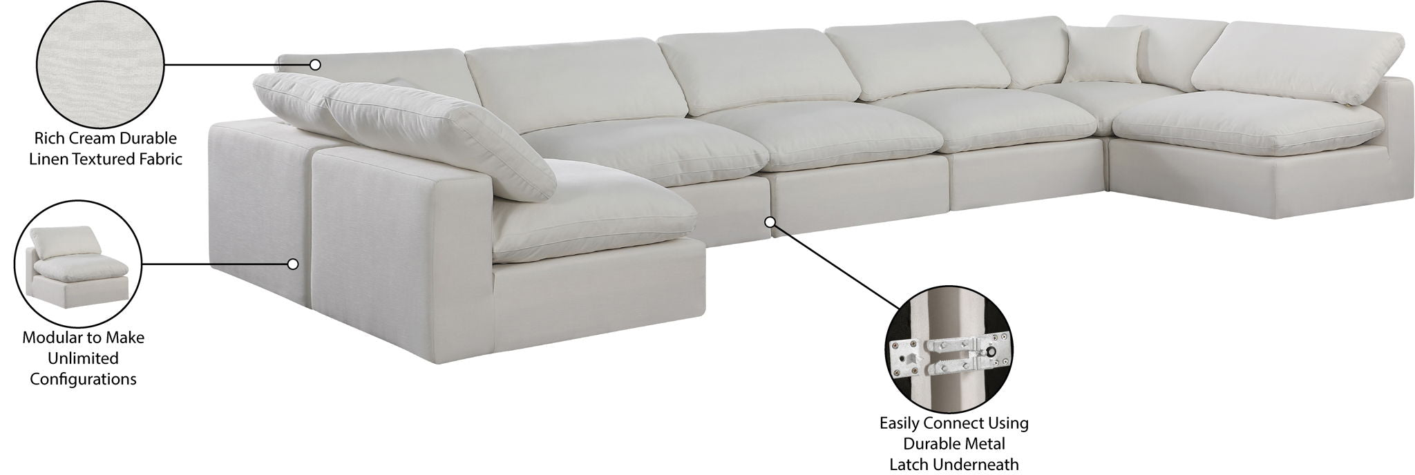 Comfy - 7 Piece Linen Modular Armless Sectional