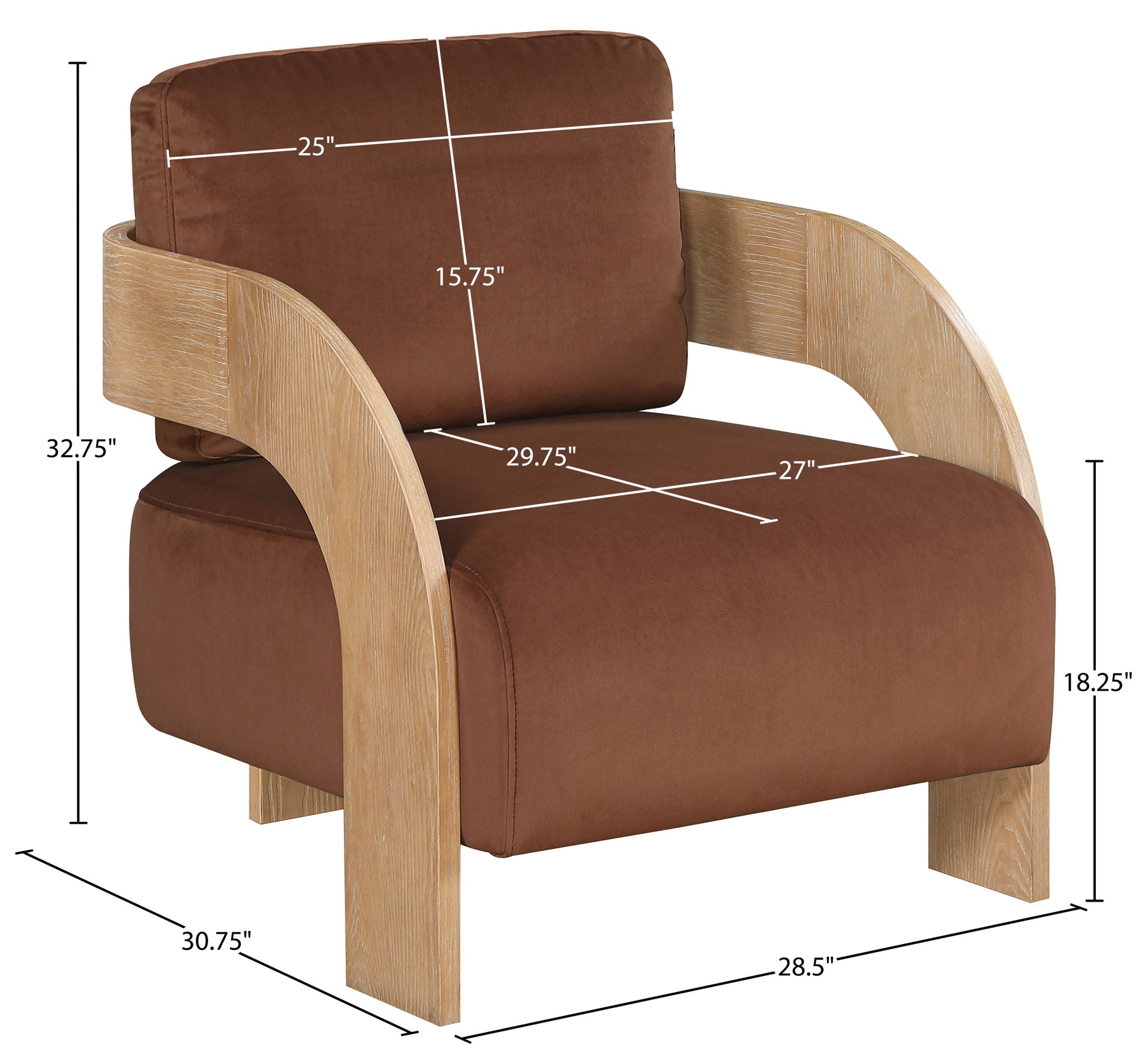 Cedra - Velvet Performance Fabric Upholstered Accent Chair - Cognac