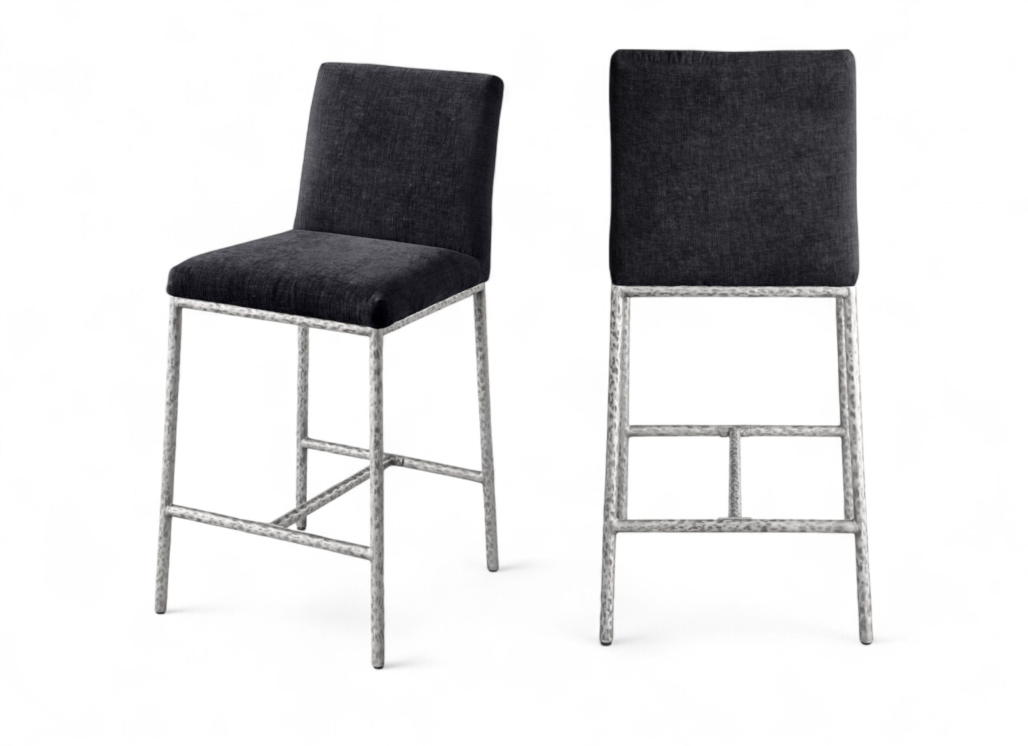 Reeves - Chenille Fabric Upholstered Counter Stool (Set of 2) - Silver Base