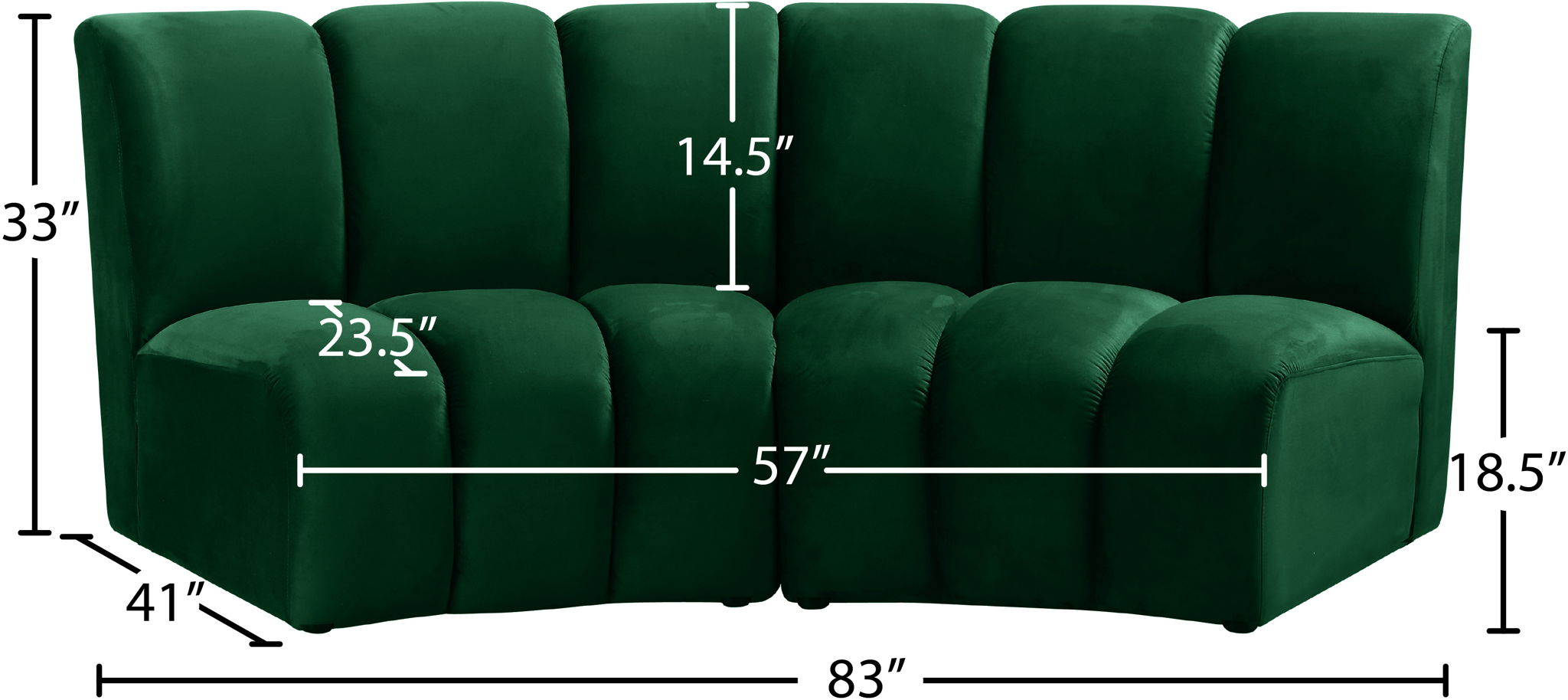 Infinity - 2 Piece Velvet Modular Sectional