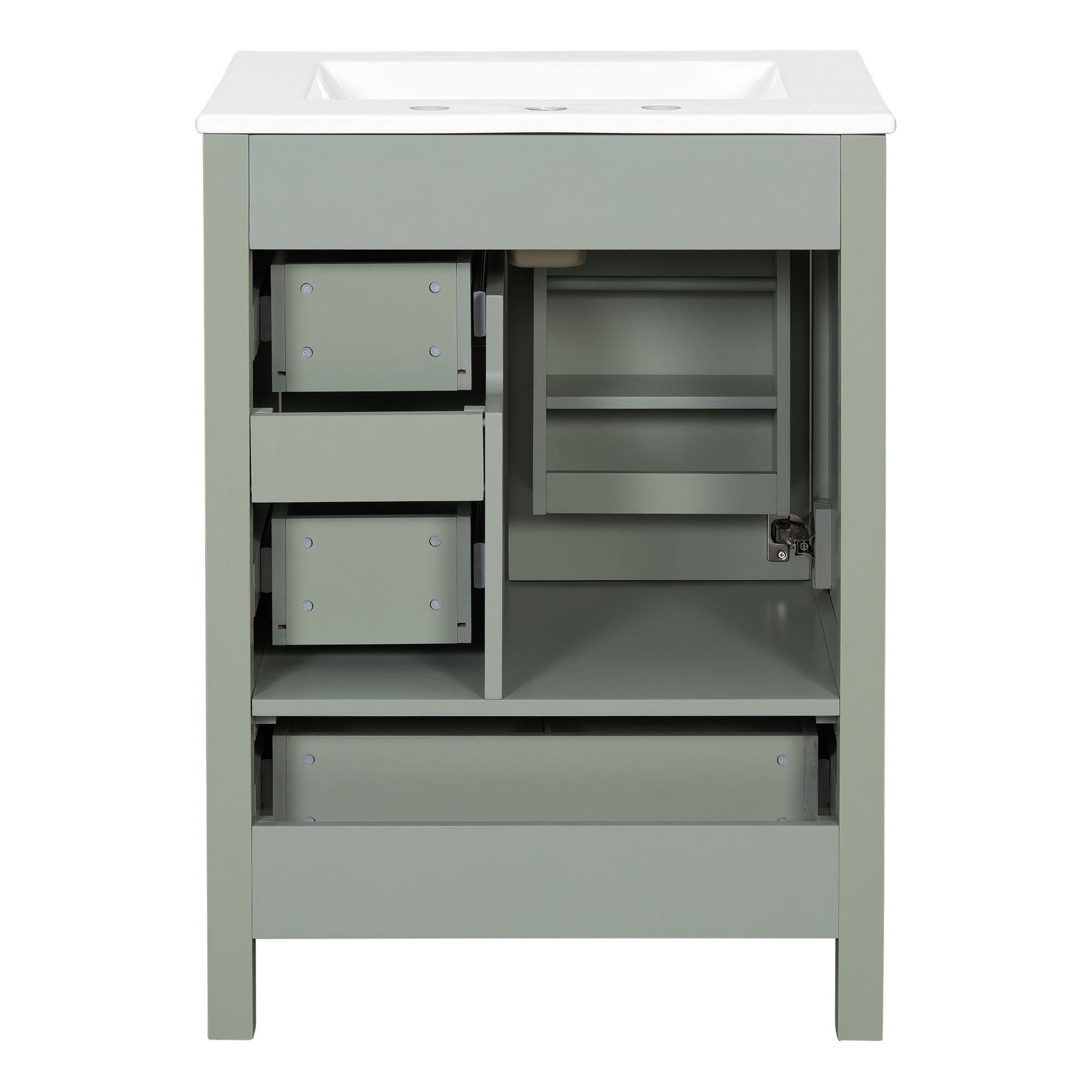 Bathroom Vanity With Sink, Soft-Close Doors, Double-Layer Shelf And 3 Drawers