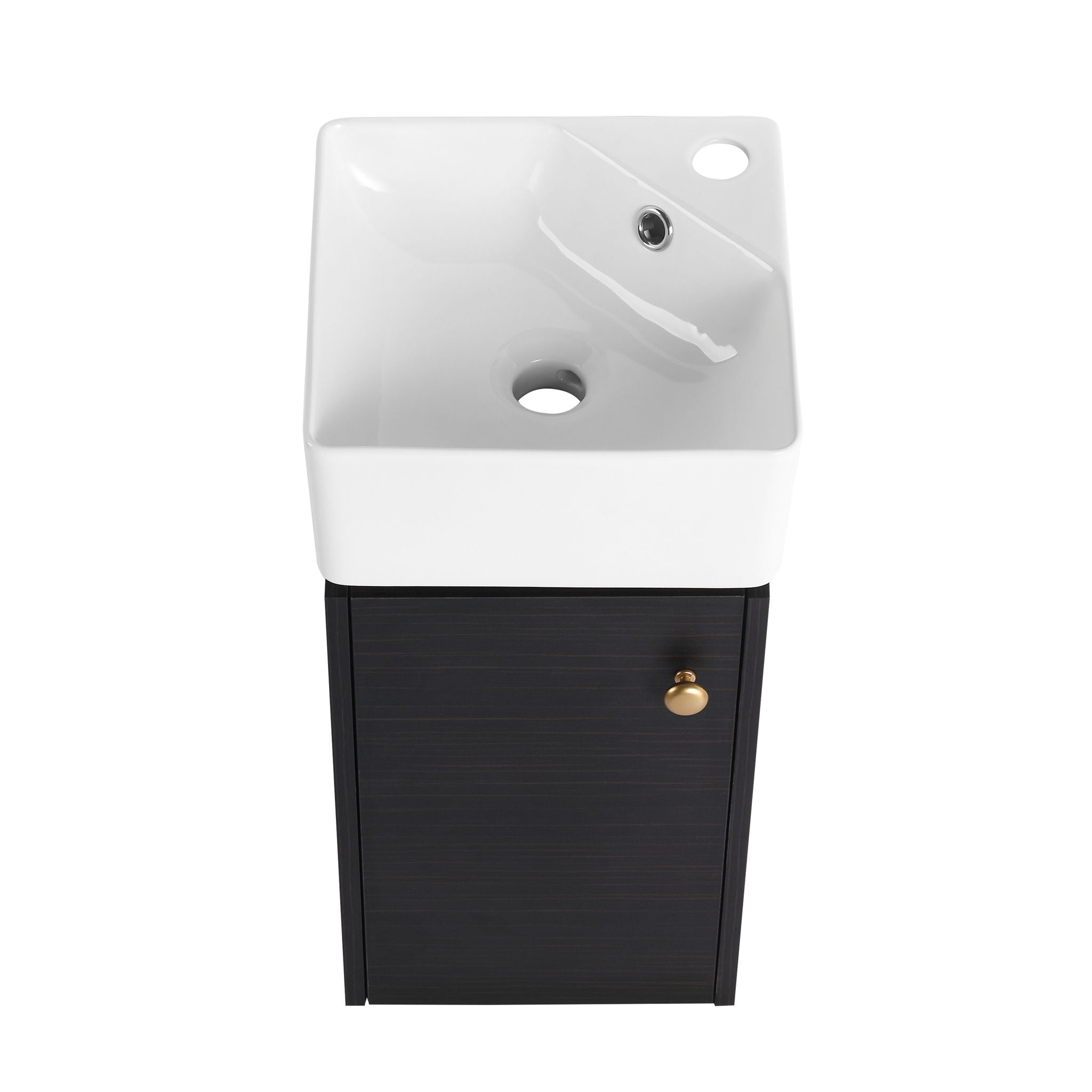 Compact Bathroom Vanity With Sink, Soft Close Door - Black Chestnut
