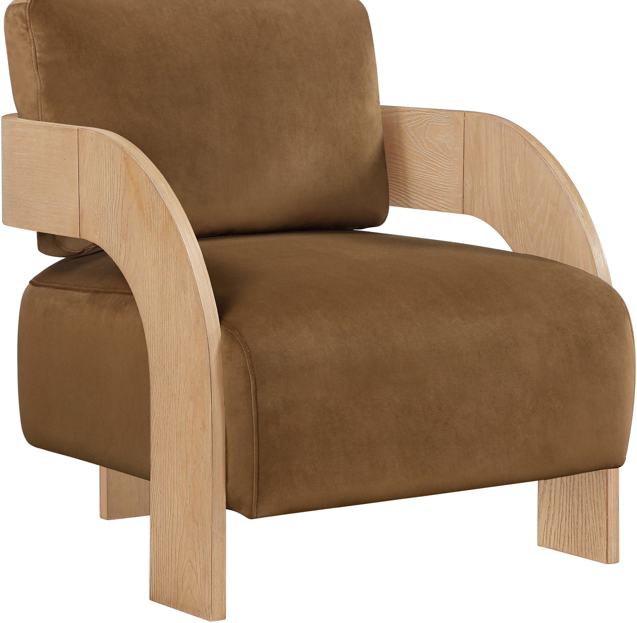 Cedra - Velvet Performance Fabric Upholstered Accent Chair - Natural Frame