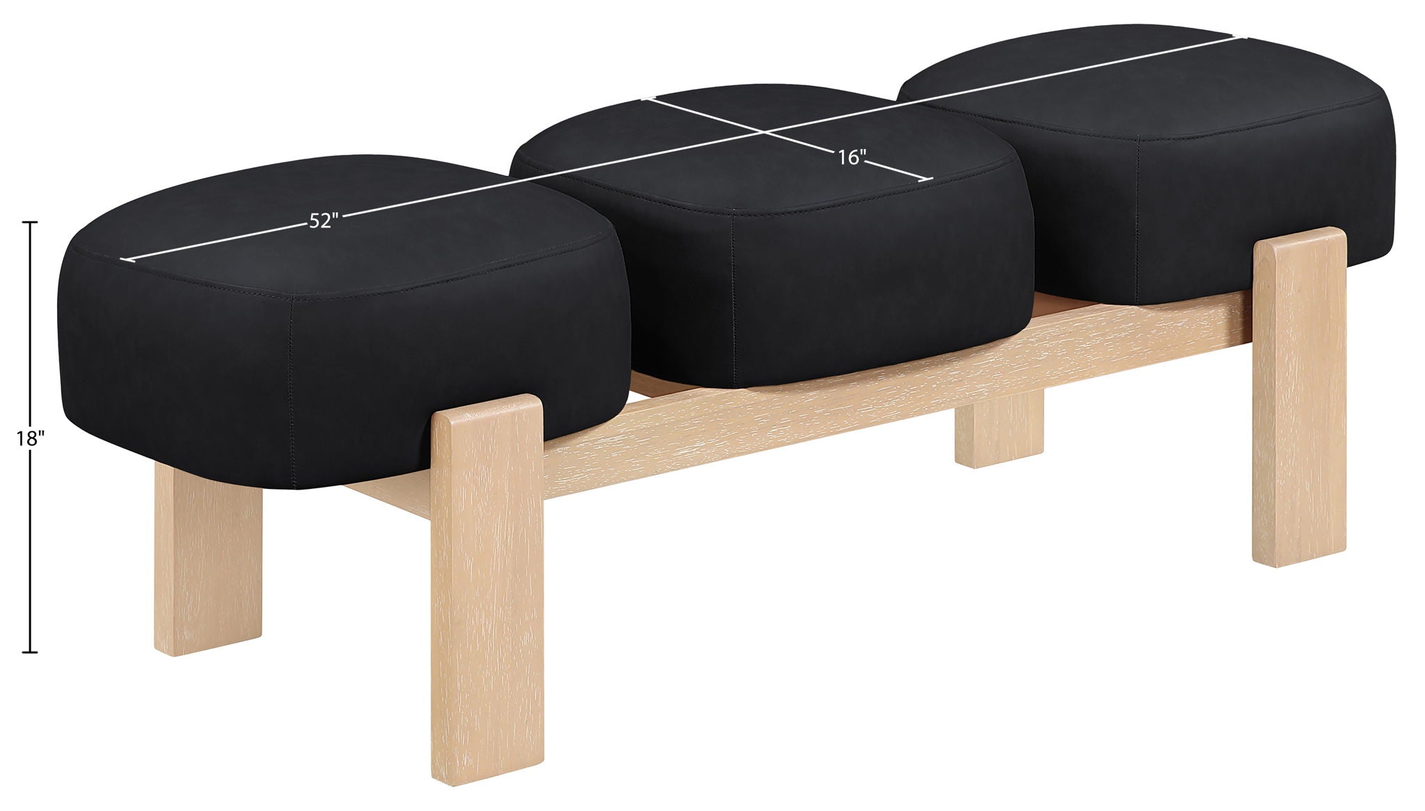 Woodcrest - Vegan Leather Upholstered Bench - Painted Natural Base