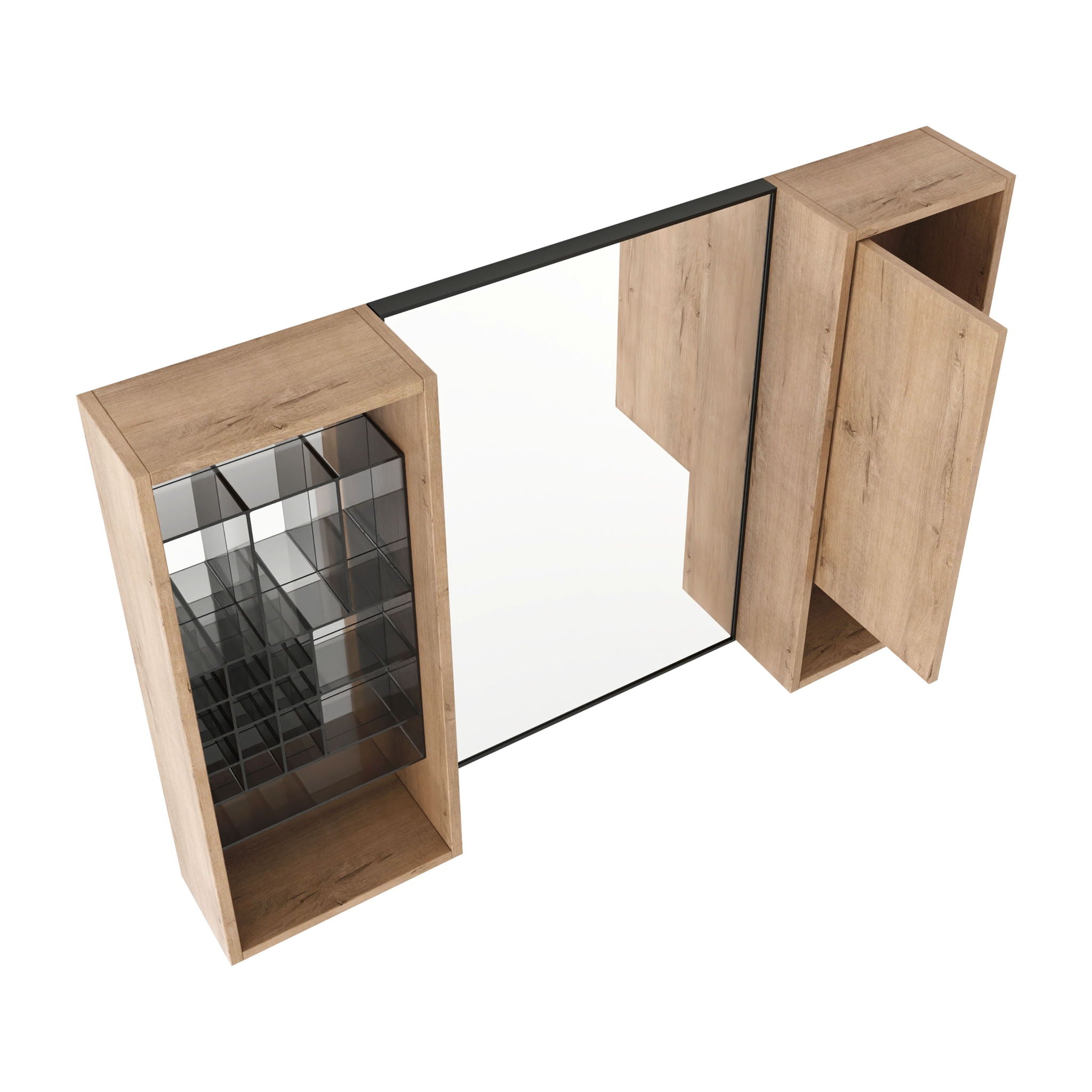 41.3" Wall Mounted Cabinet With Storage, Medicine Cabinet With Door And Adjustable Shelves - Imitative Oak