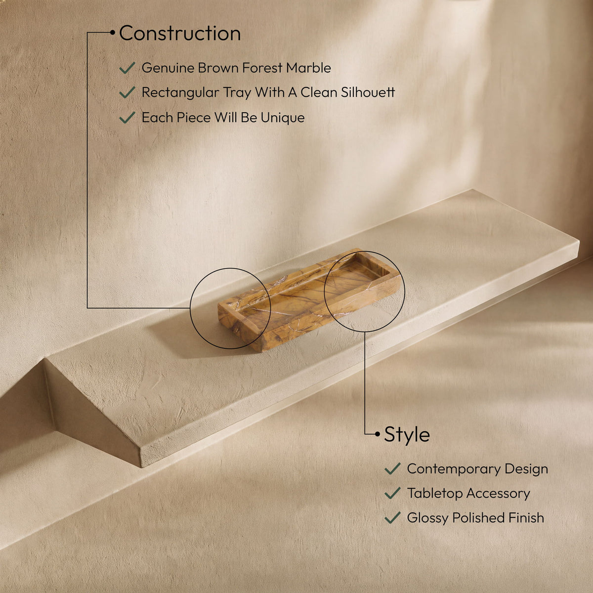 Michael - Genuine Marble Tray