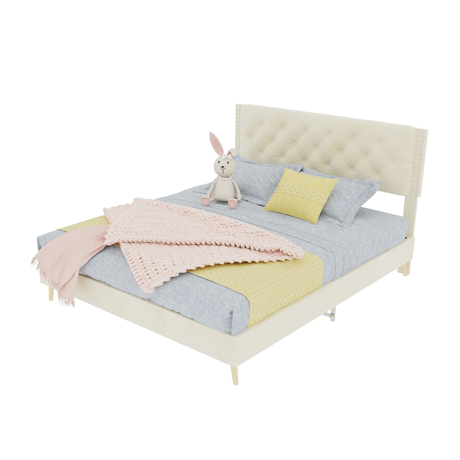 Upholstered Bed With Tufted Headboard