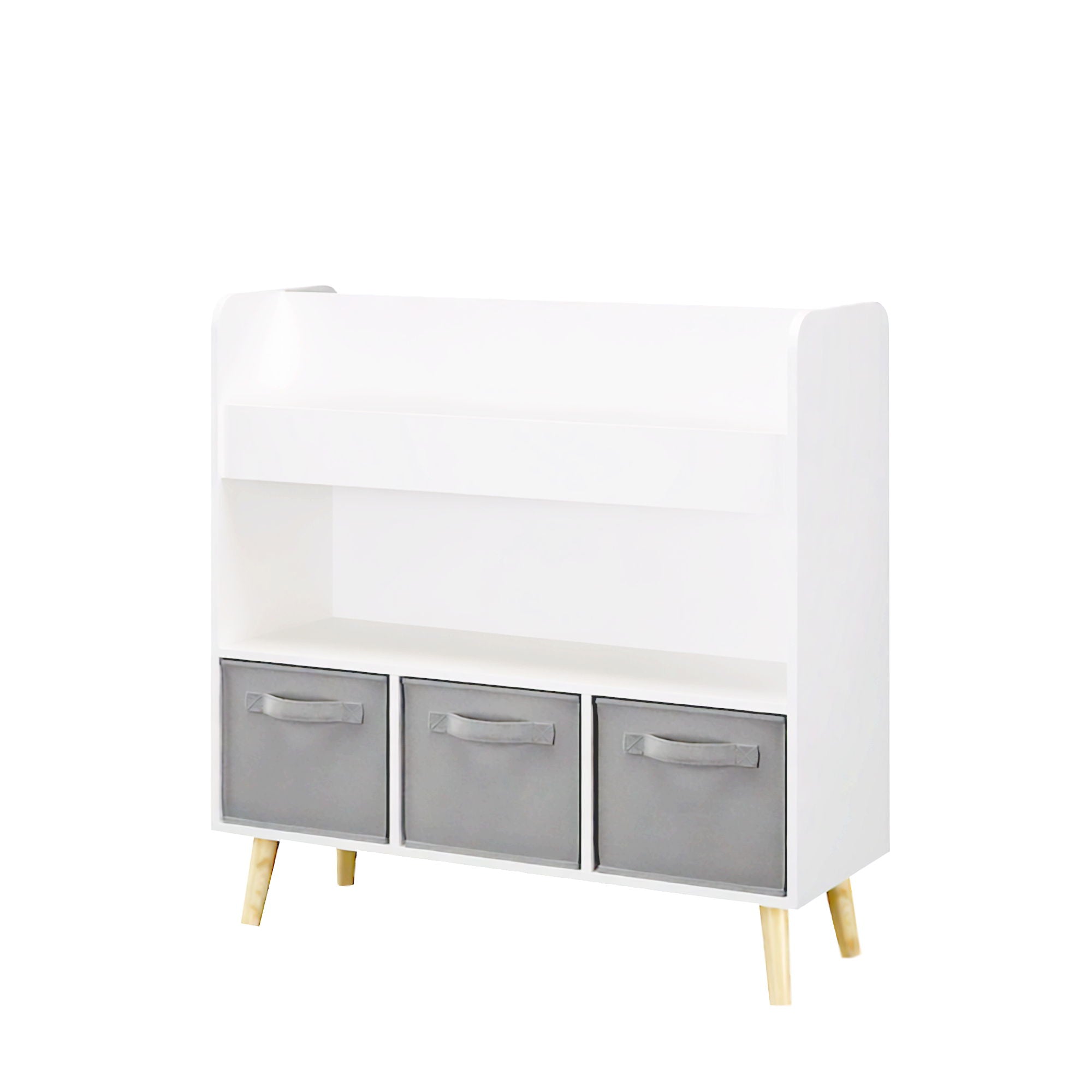Bookshelf With 3 Bins, Storage Shelf For Toys And Books
