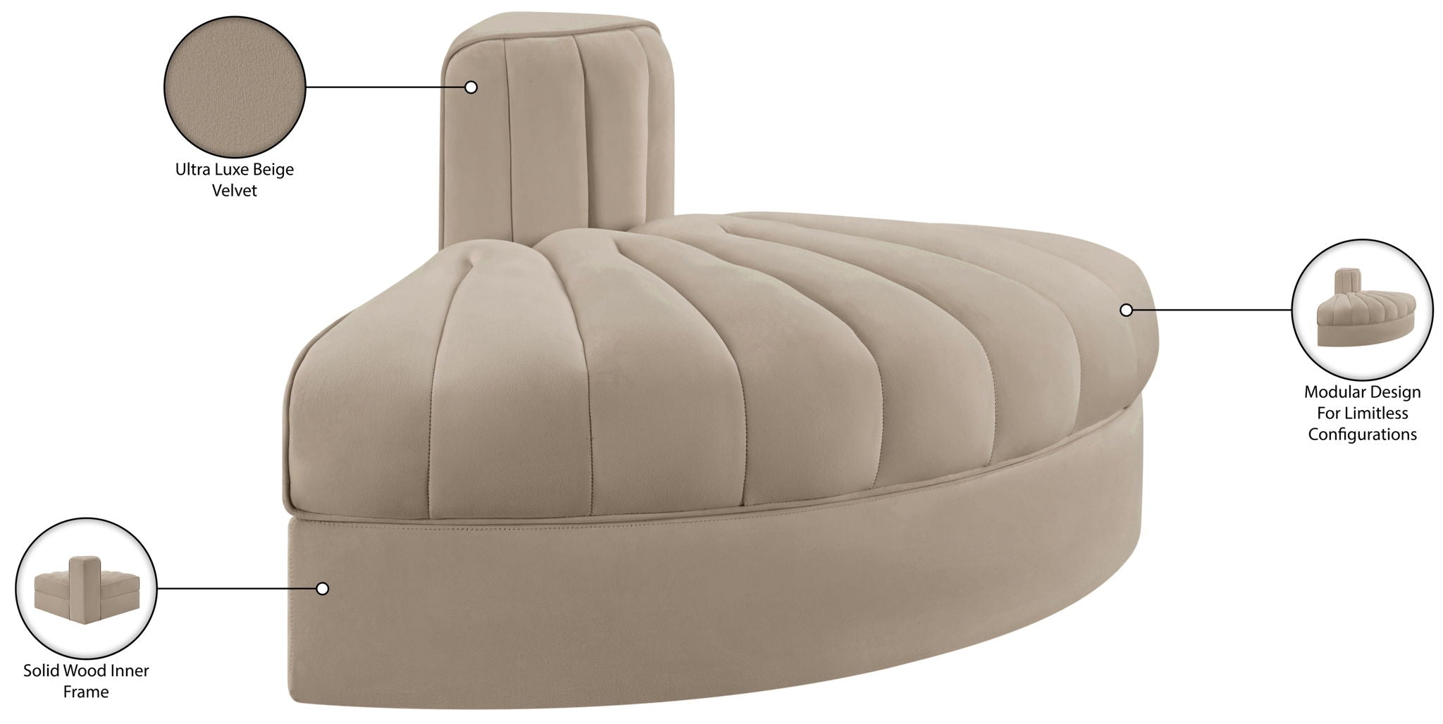 Rummi - Velvet Performance Fabric Upholstered Modular Chair