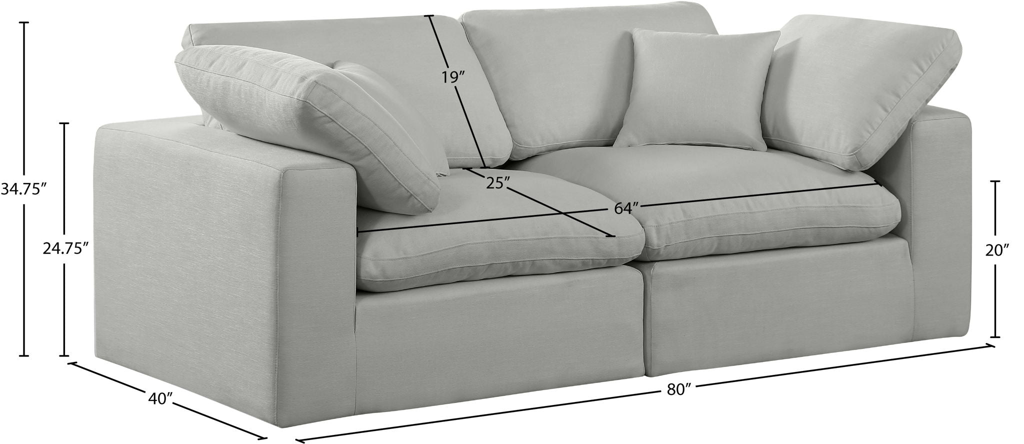 Comfy - Linen Modular Sofa 2 Seats