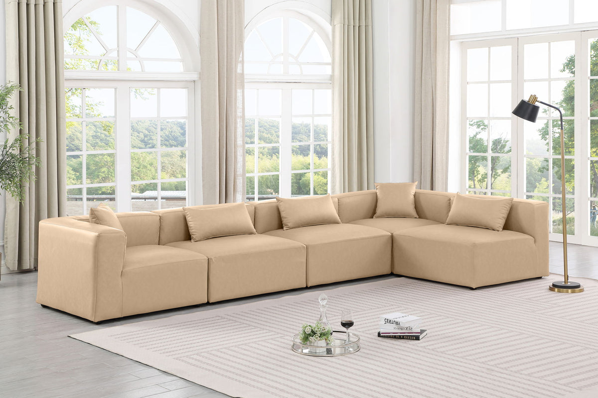 Cube - 5 Piece Modular Sectional - Tan