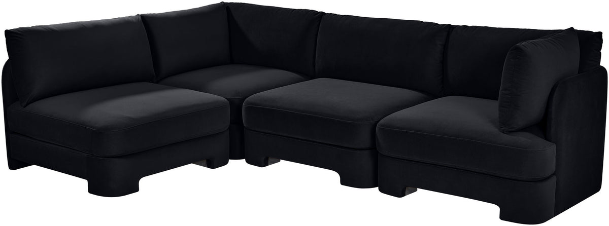 Hammond - Velvet Performance Fabric Upholstered 4 Piece Armless Sectional