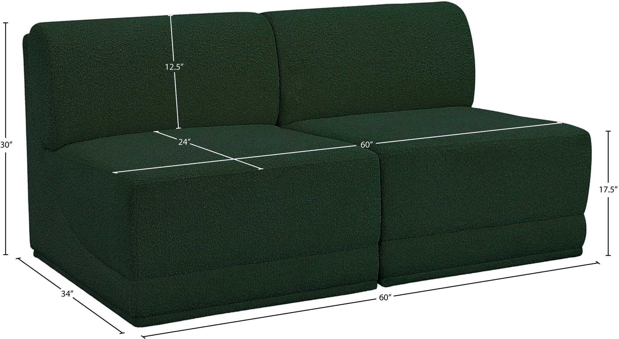Ollie - 2 Seat Armless Modular Sofa