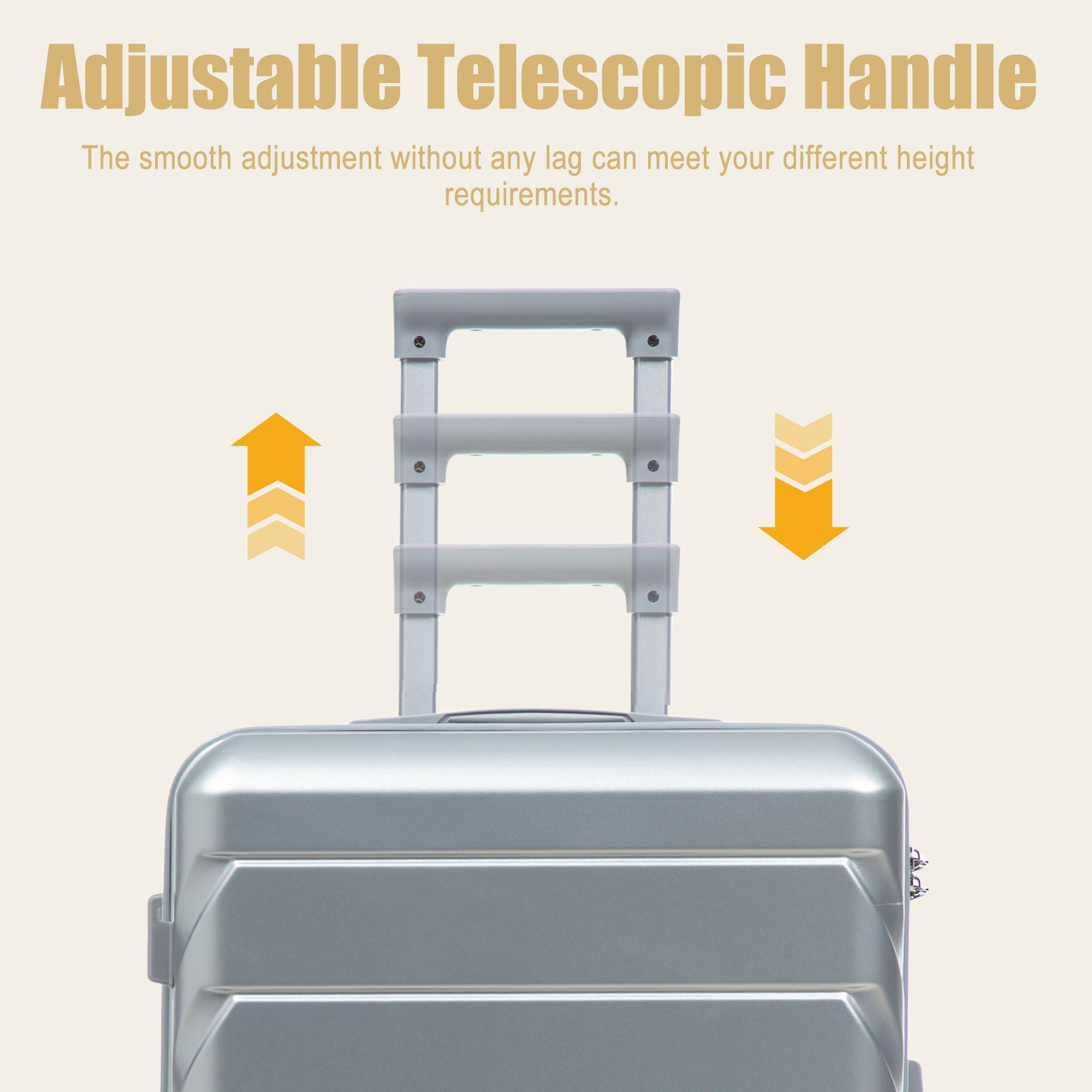Hard Shell Luggage With Scratch Resistant Surface, 4 Wheels, Combination Lock & Side Hooks