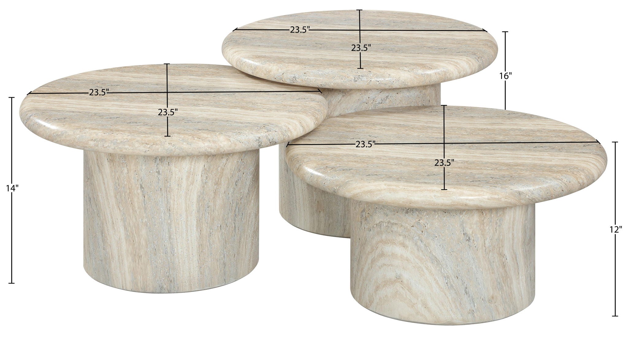 Emara - 3 Piece Concrete And Fiberglass Indoor / Outdoor Coffee Table